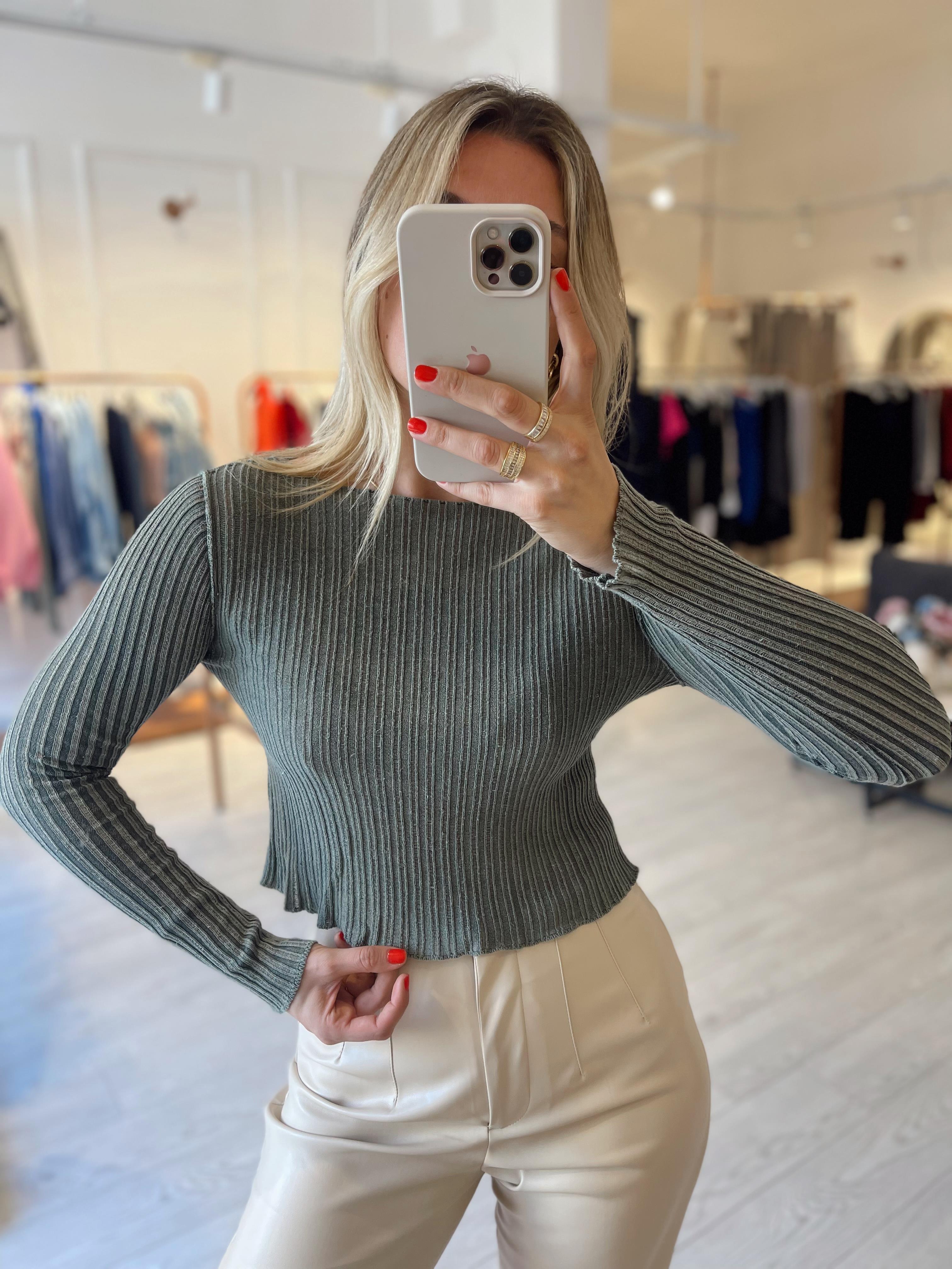  Soluk Efektli Triko Kazak İndigo