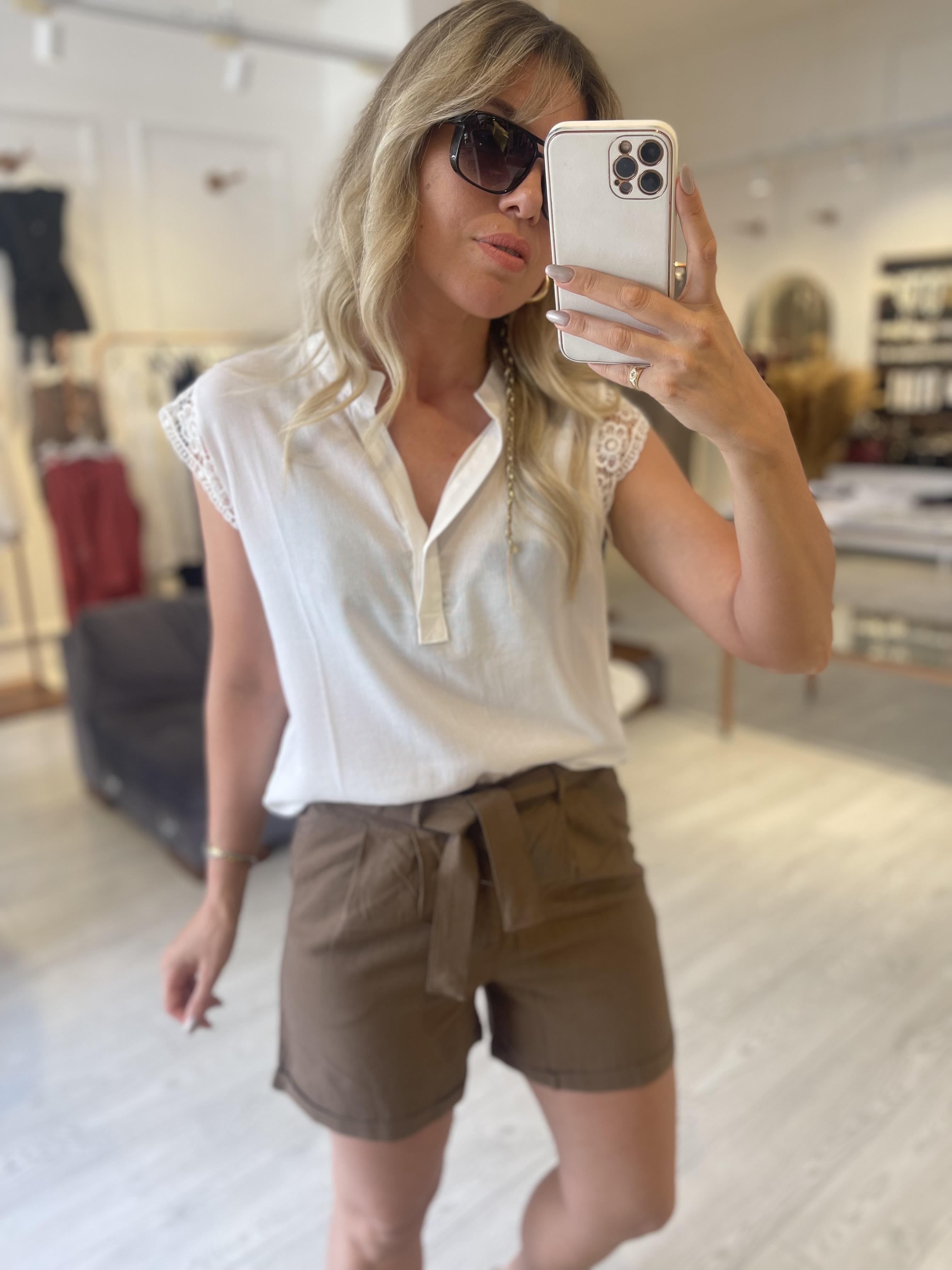 Açık Kahve Keten Şort