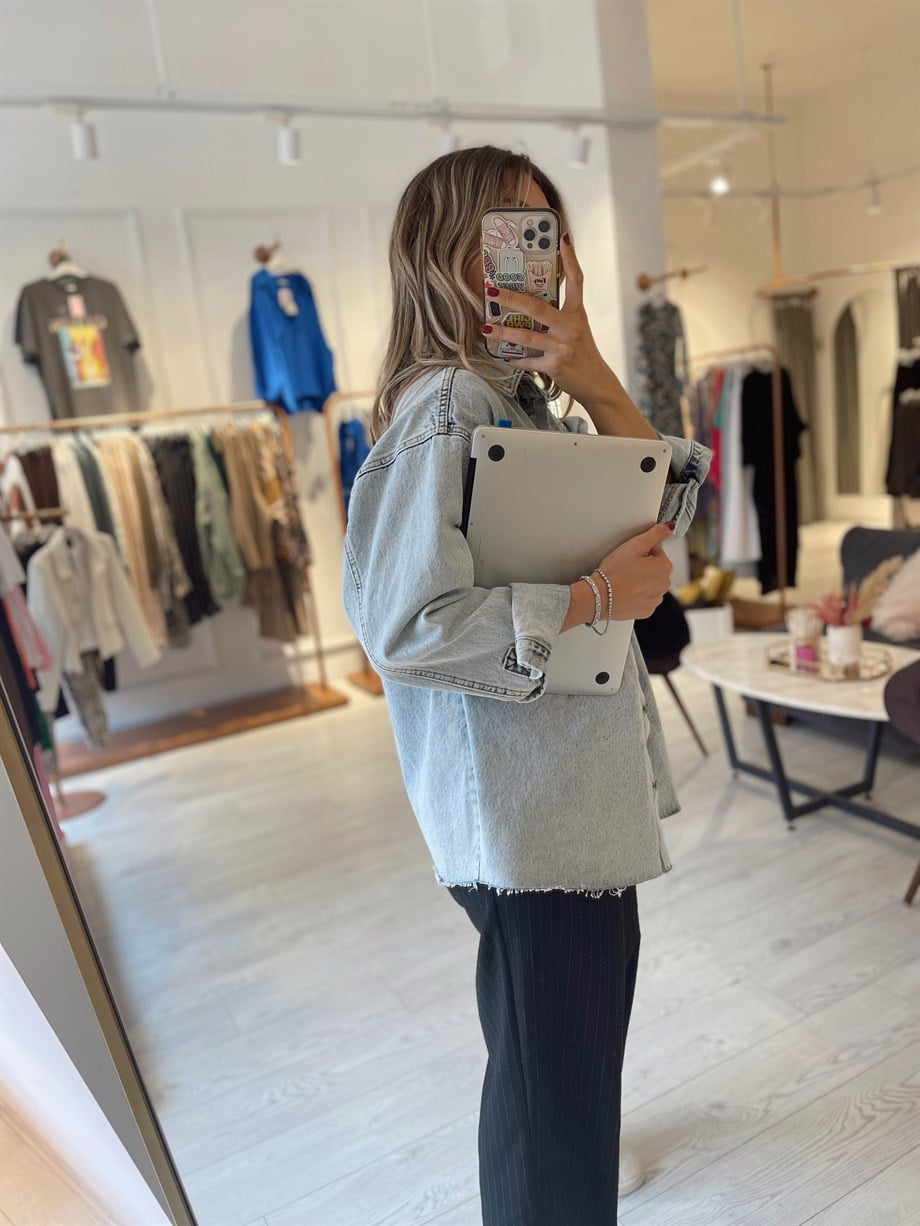 Açık Mavi Denim Gömlek Ceket · 2