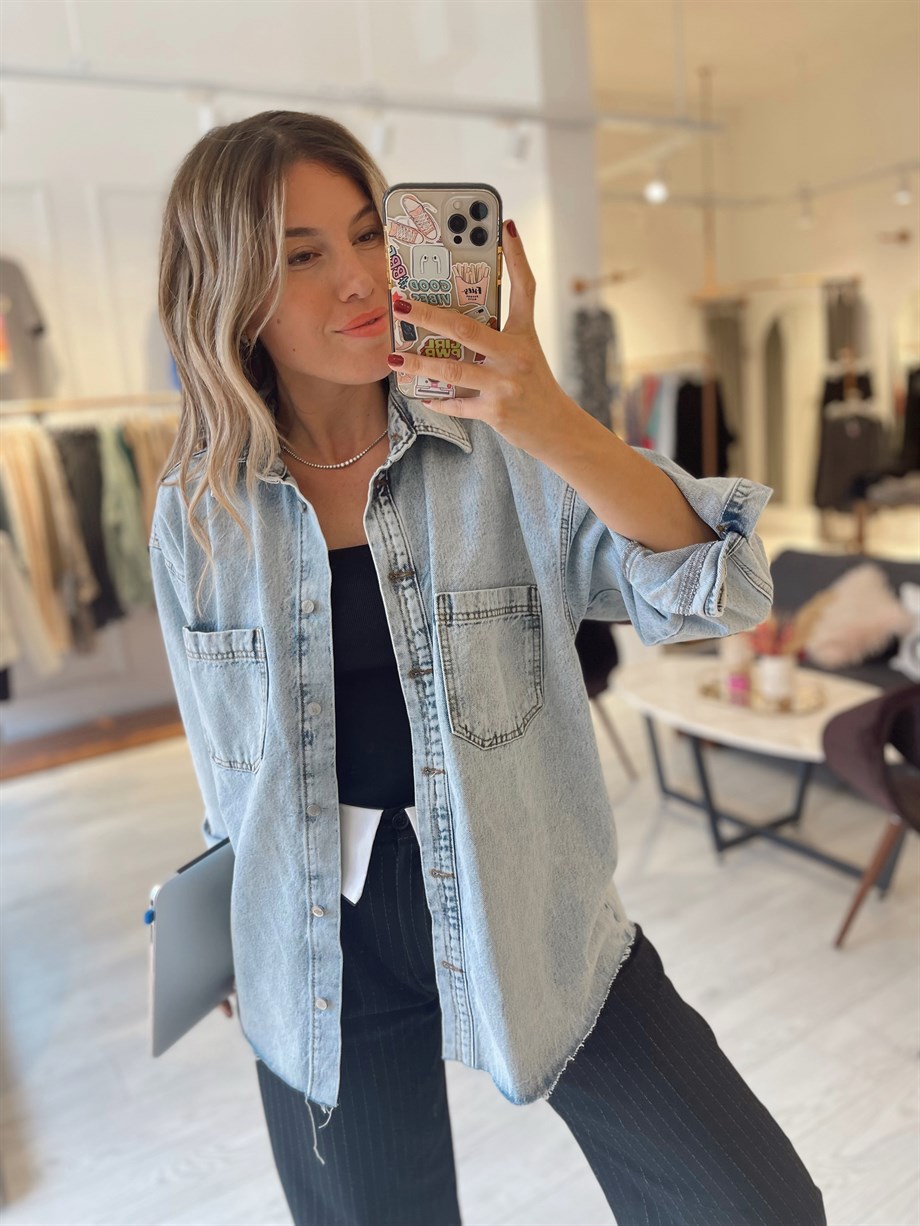 Açık Mavi Denim Gömlek Ceket · 5