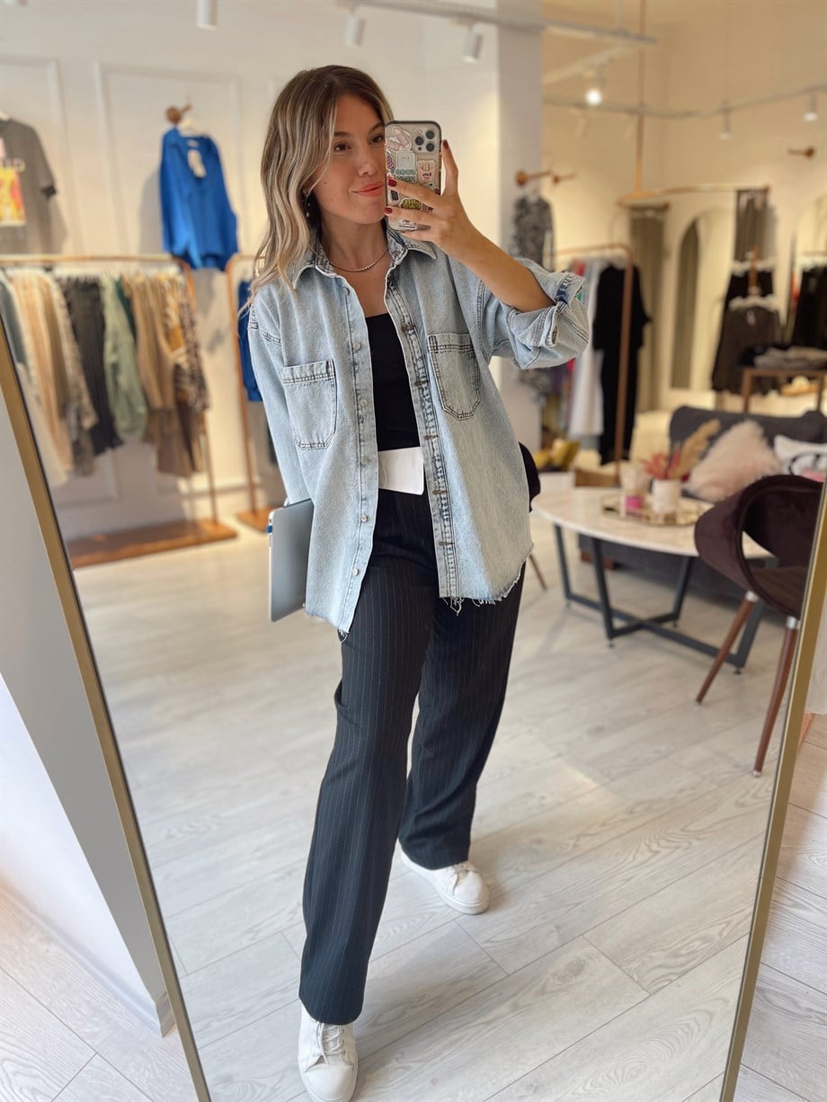 Açık Mavi Denim Gömlek Ceket · 3
