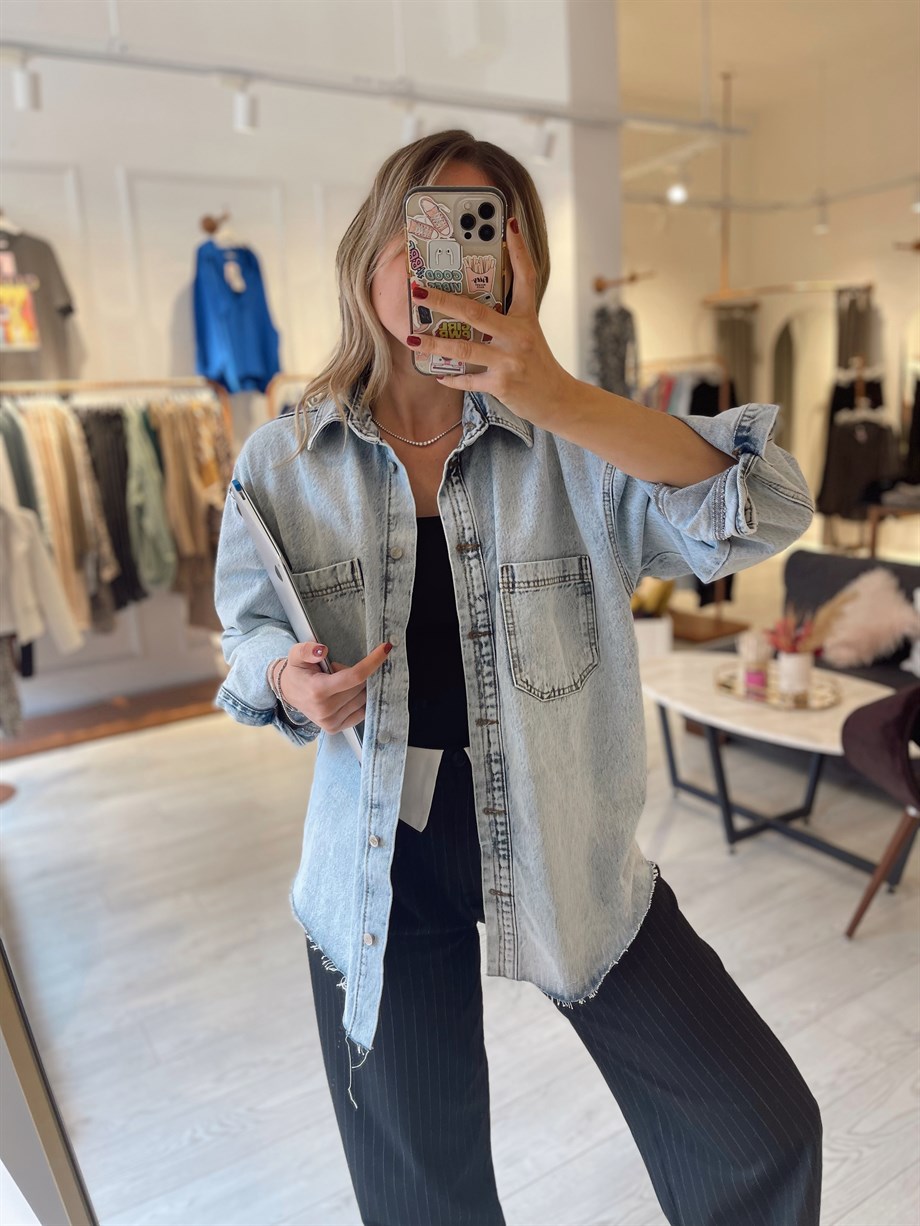 Açık Mavi Denim Gömlek Ceket · 6