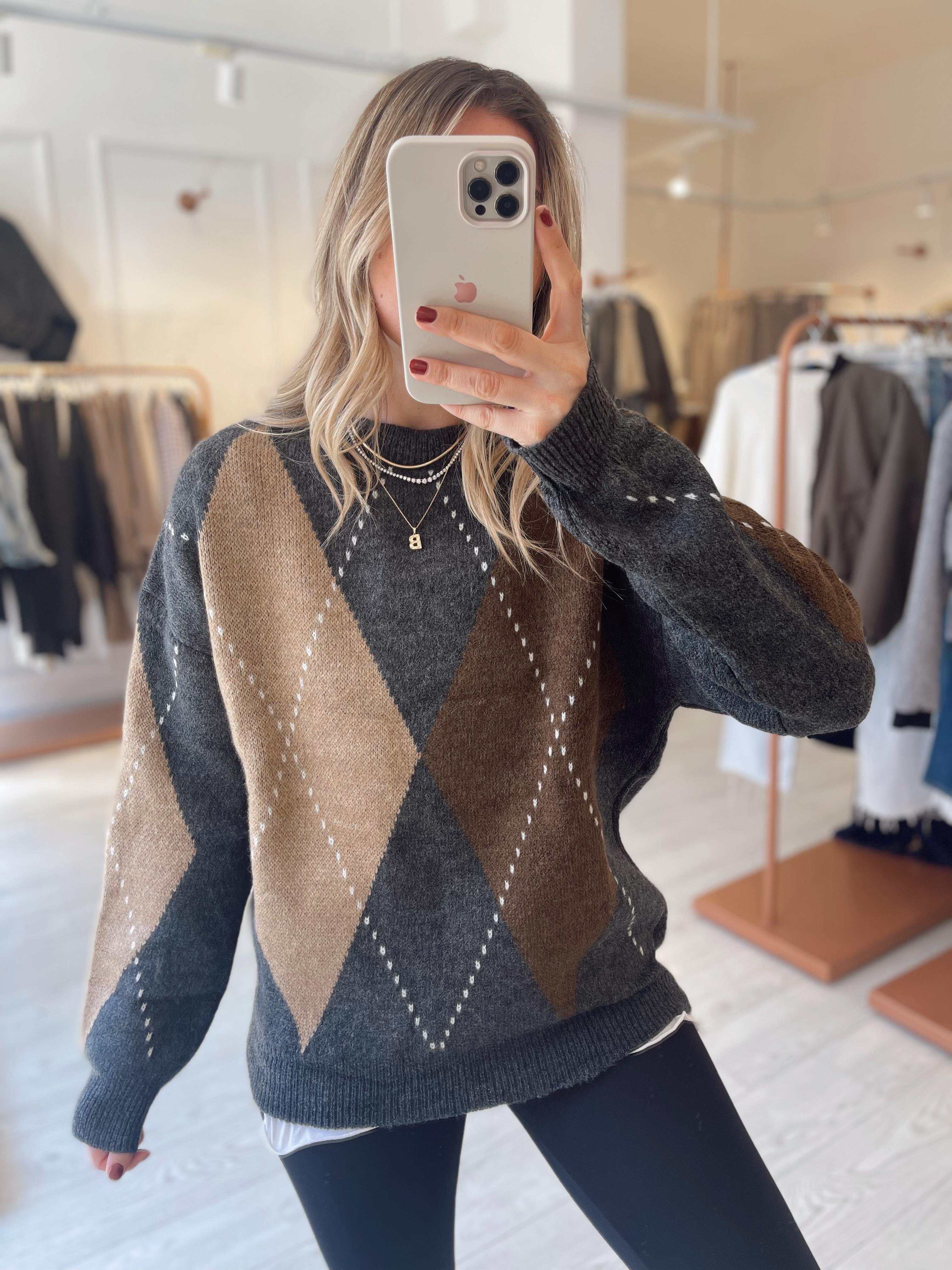 Antrasit Baklava Desenli  Kazak