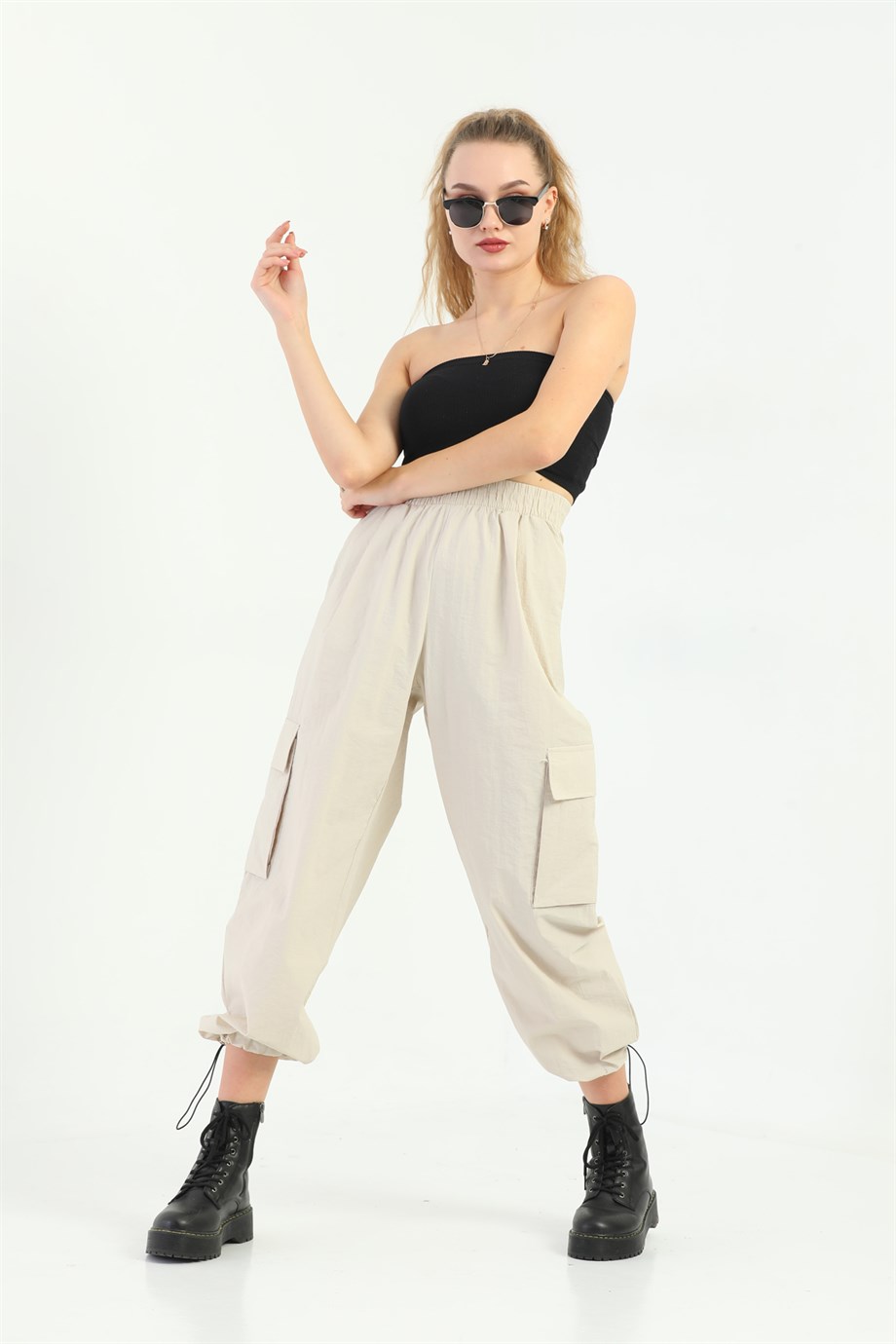 Bej Paraşüt Pantolon