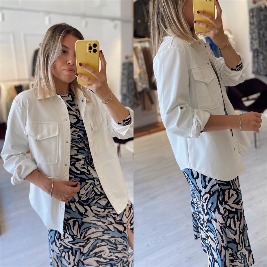 Beyaz Deri Gömlek Ceket