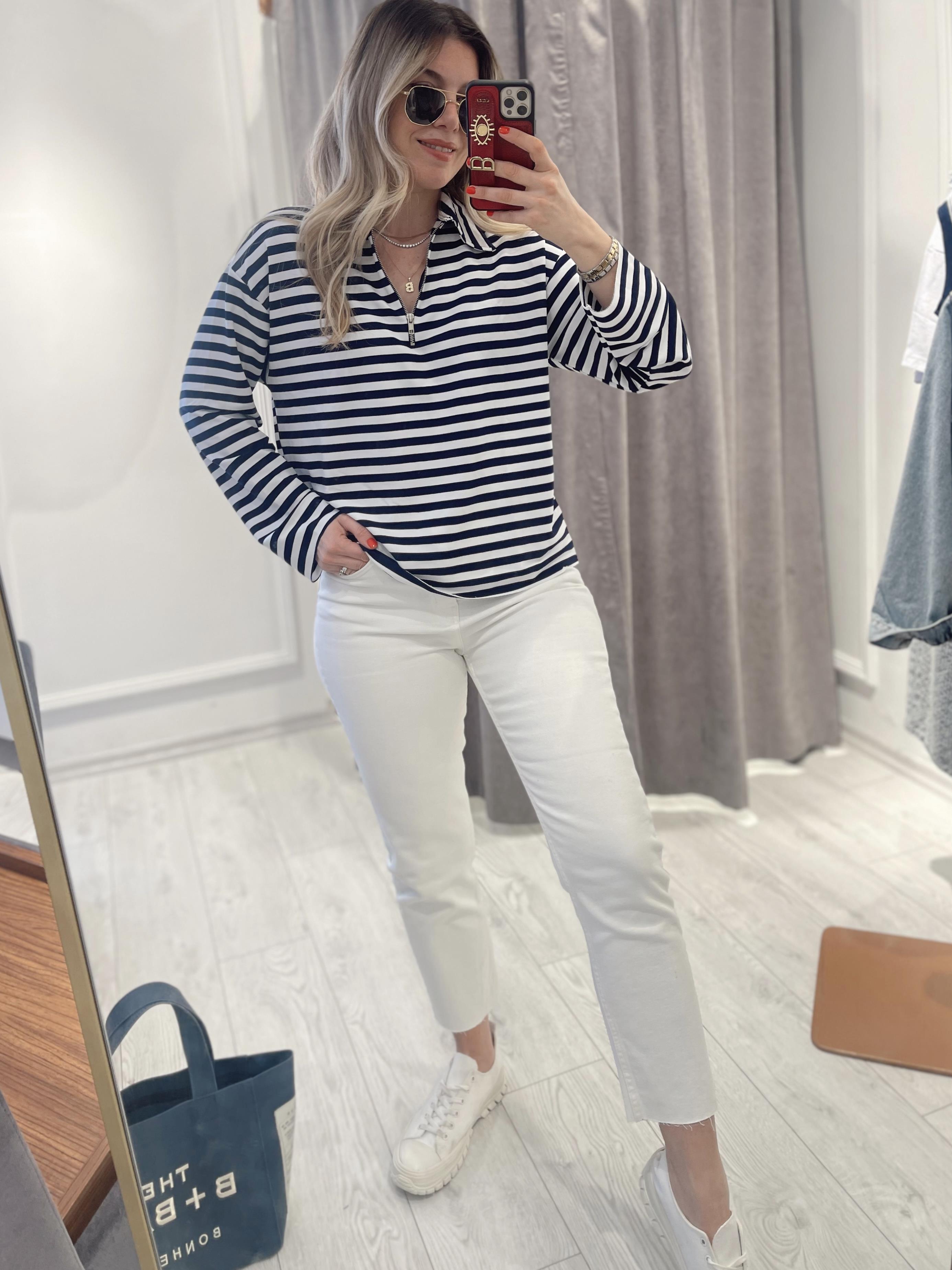 Beyaz Likralı Kesik Paça Boyfit Jean · 2