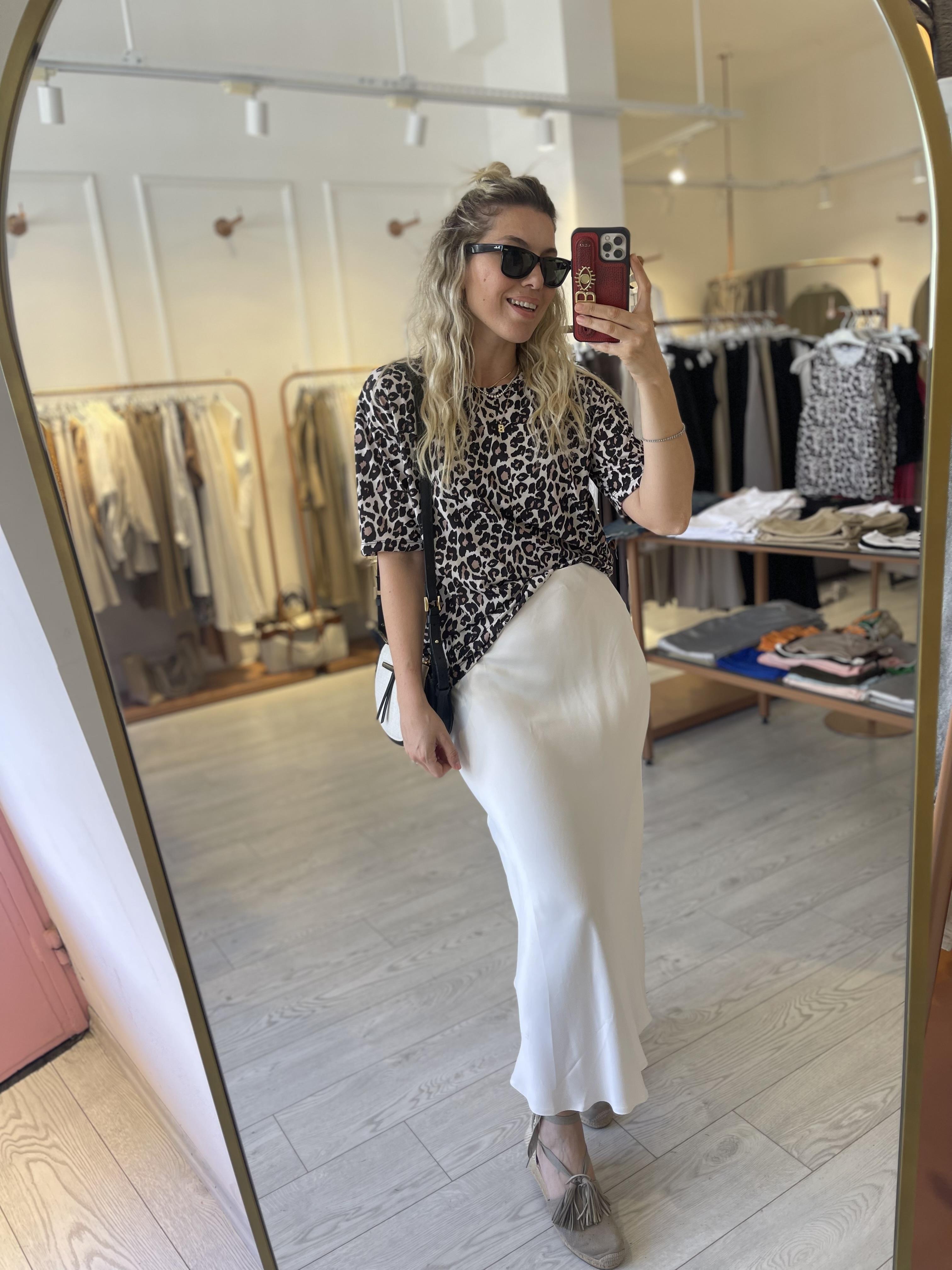 Beyaz Maxi Saten Etek