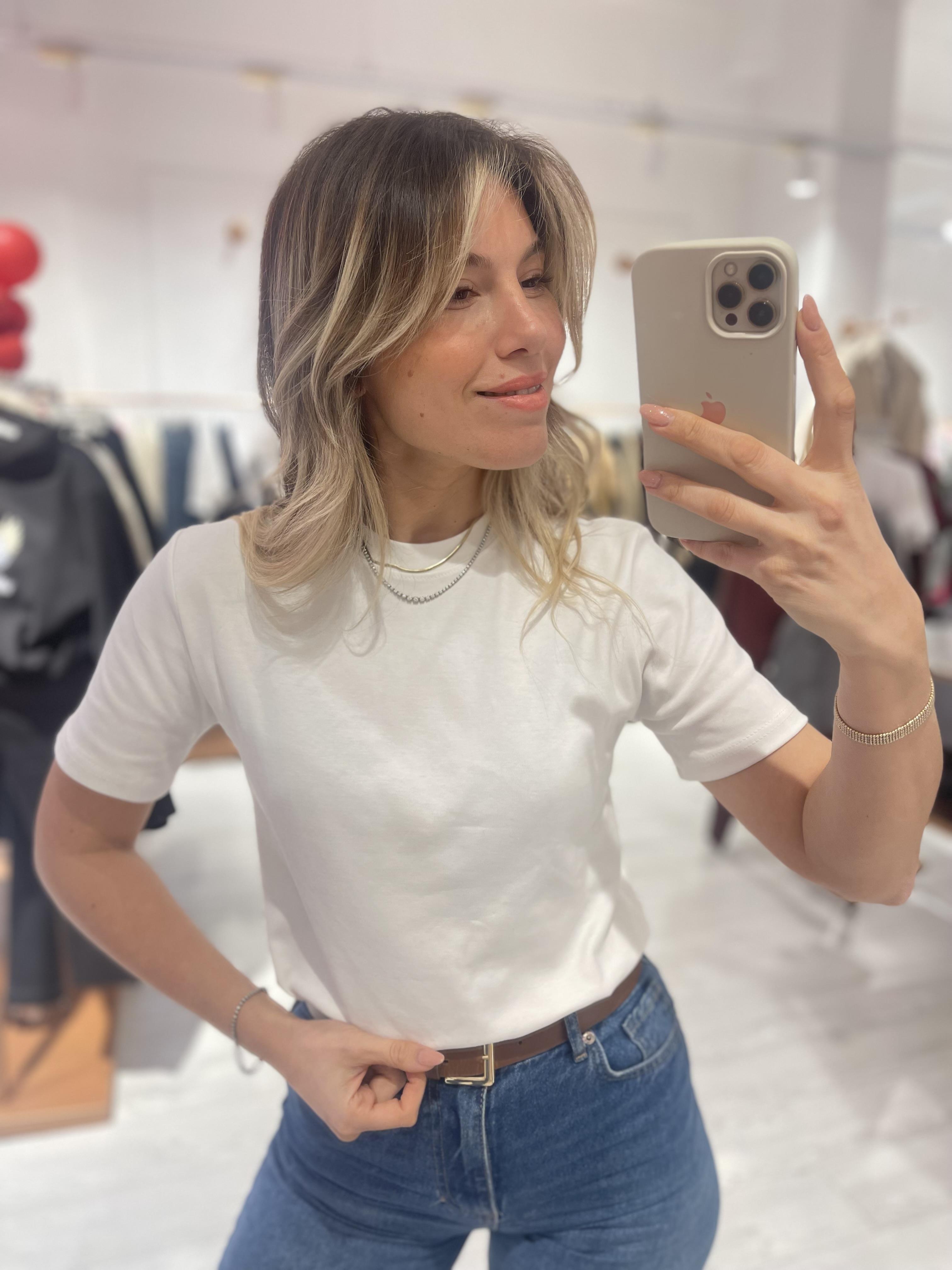 Beyaz Orj Marka Tok Doku Basic Tshirt 