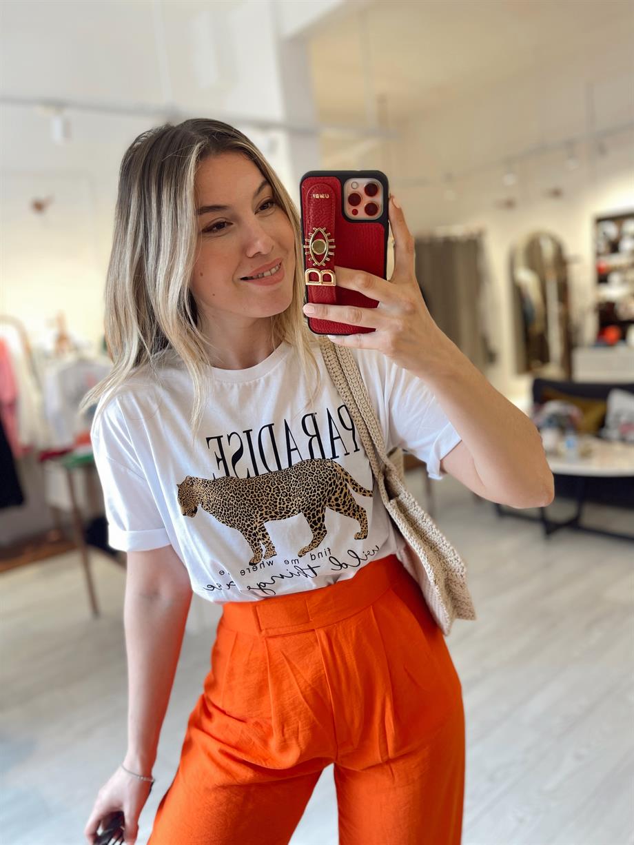 Beyaz Paradise Baskı Tshirt