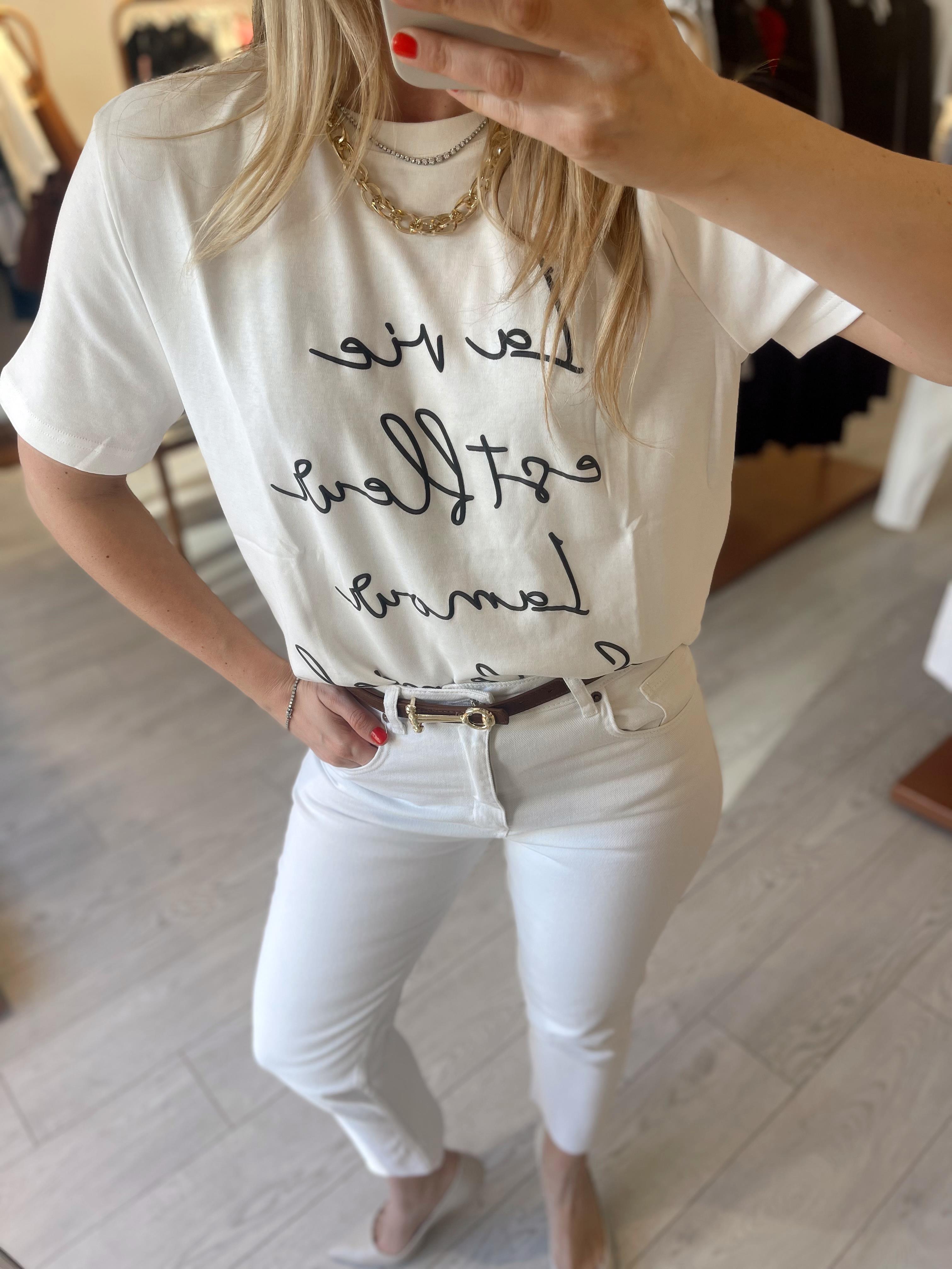 Beyaz Yazılı Premium Pamuklu Tshirt · 3