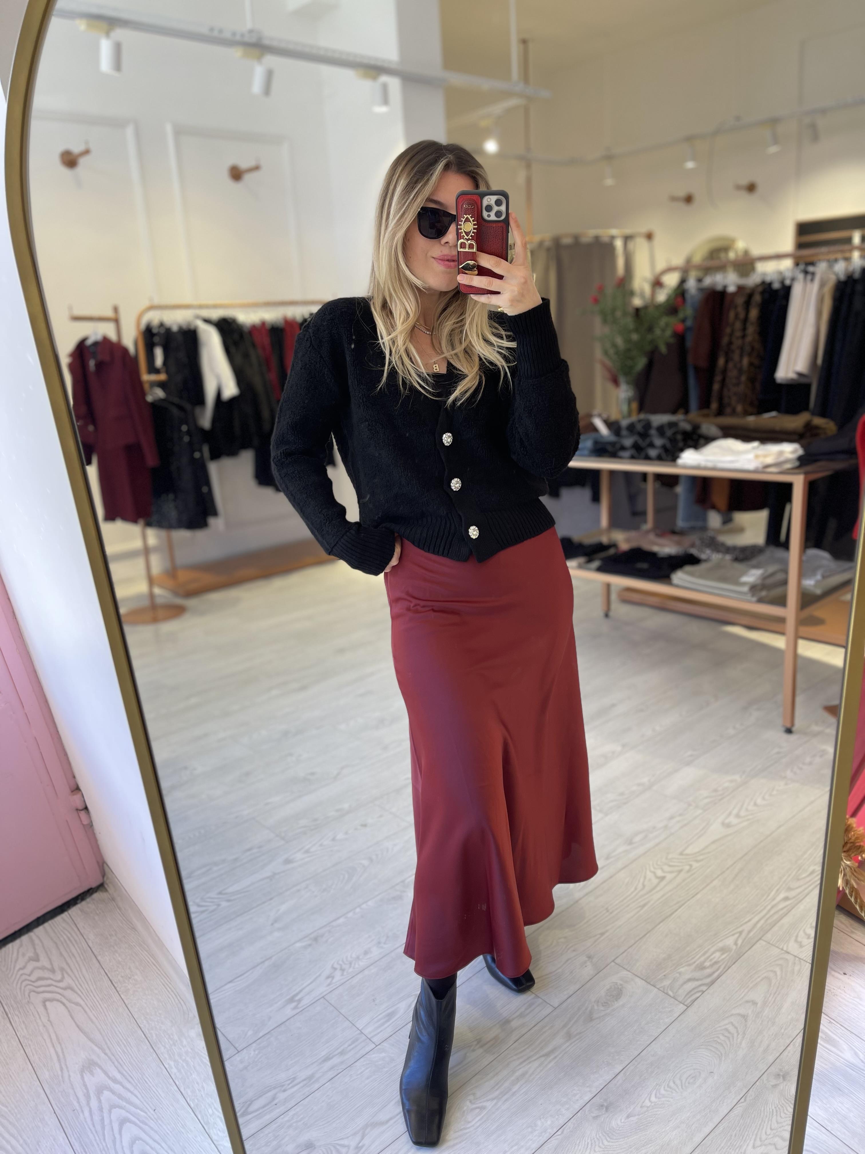 Bordo Maxi Boy Saten Etek