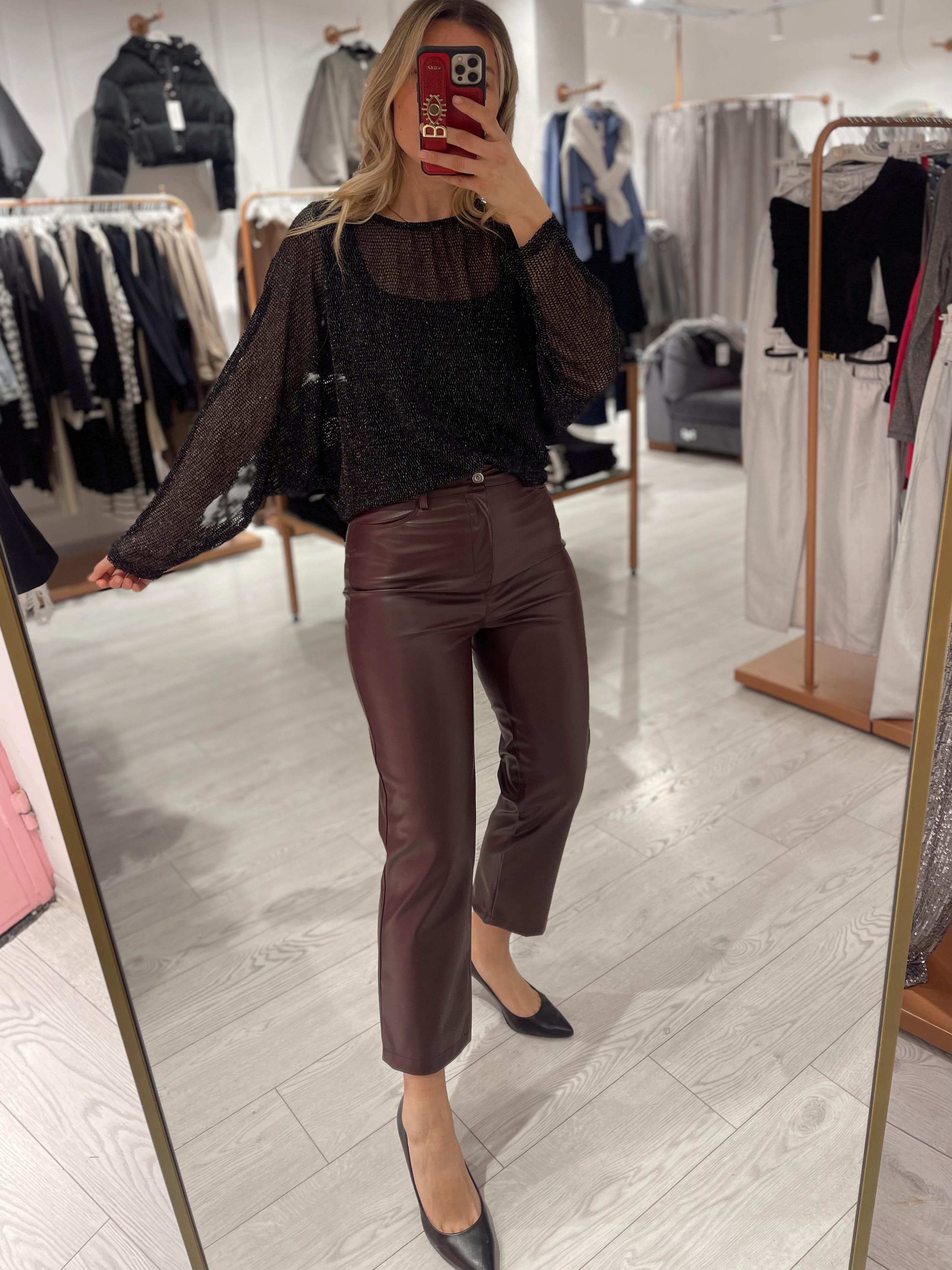 Bordo Orj Marka Deri Pantolon