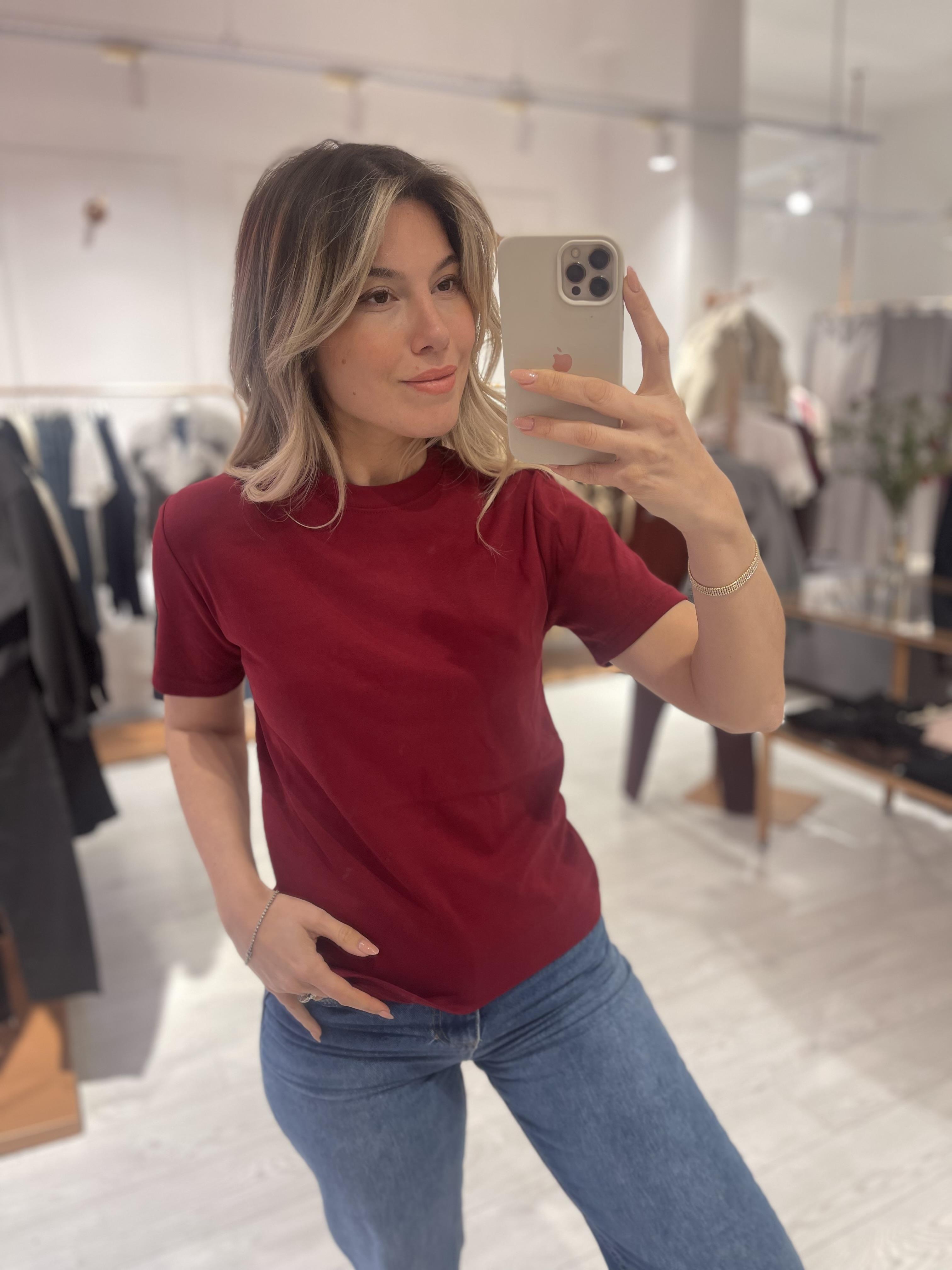 Bordo Orj Marka Tok Doku Basic Tshirt 