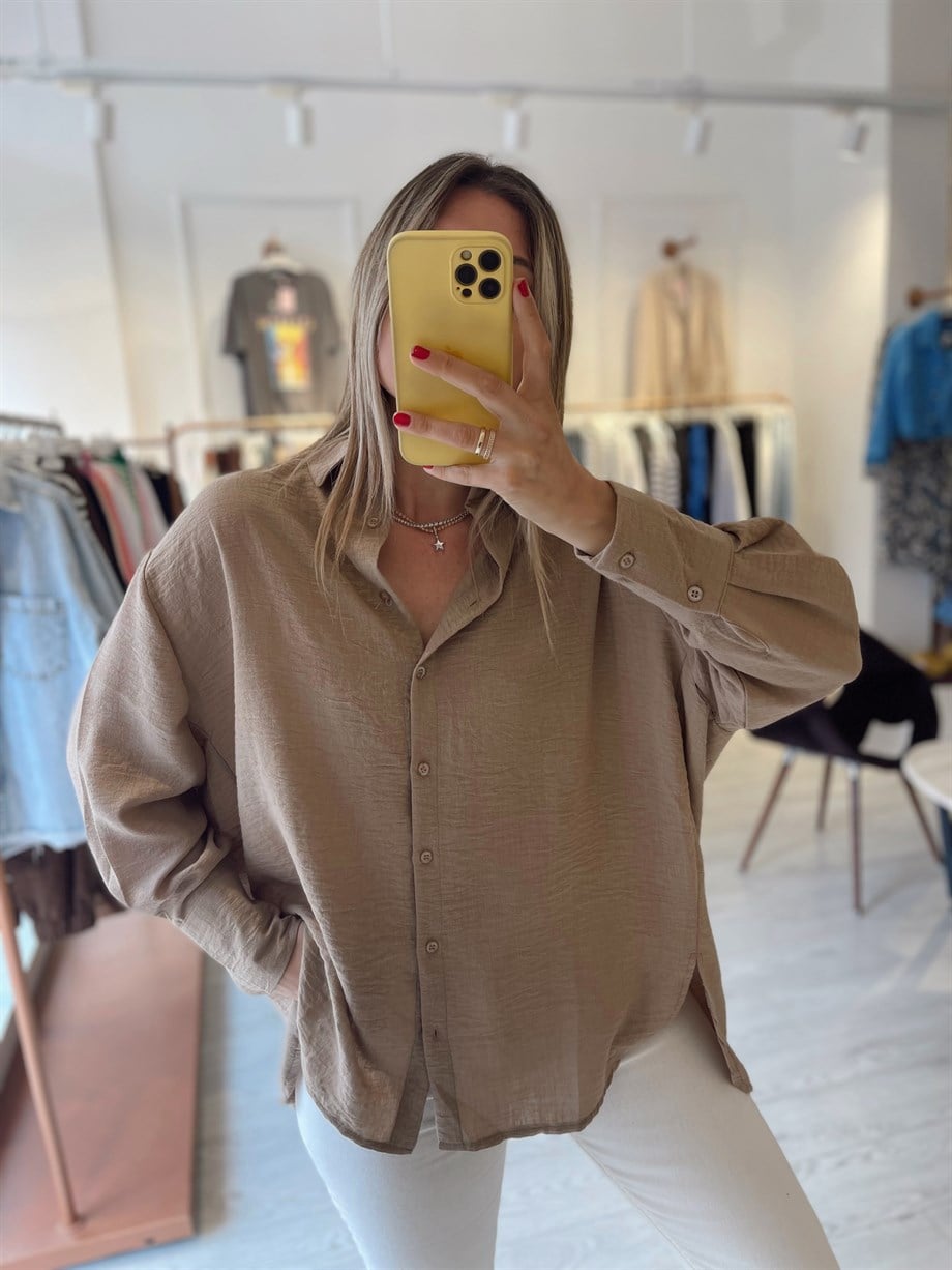 Camel Oversize Gömlek