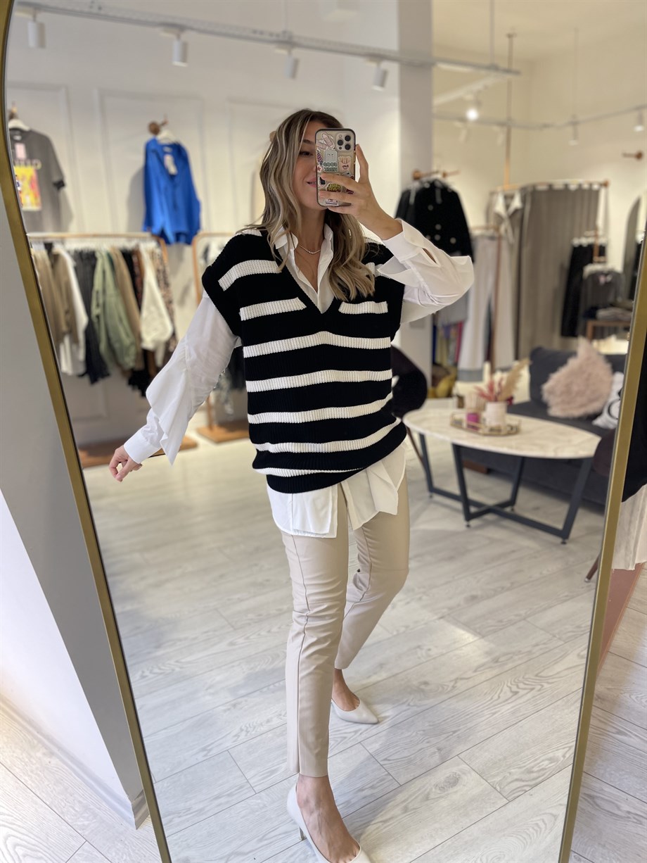 Çizgili Oversize Süveter · 2