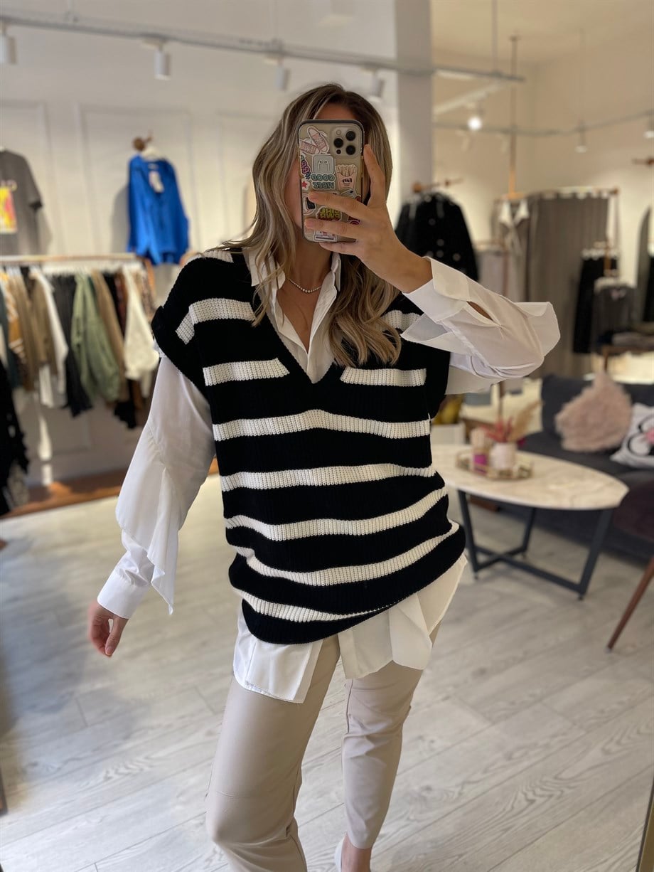 Çizgili Oversize Süveter · 6