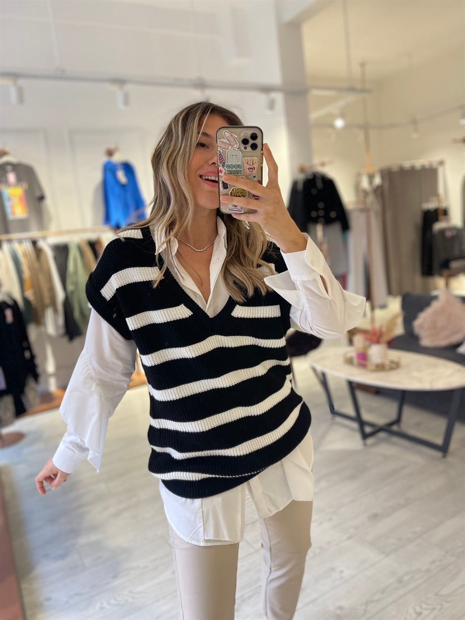 Çizgili Oversize Süveter · 5