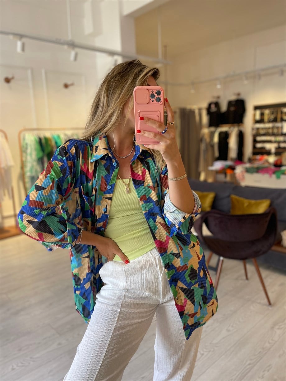 Desenli Dokulu Gömlek