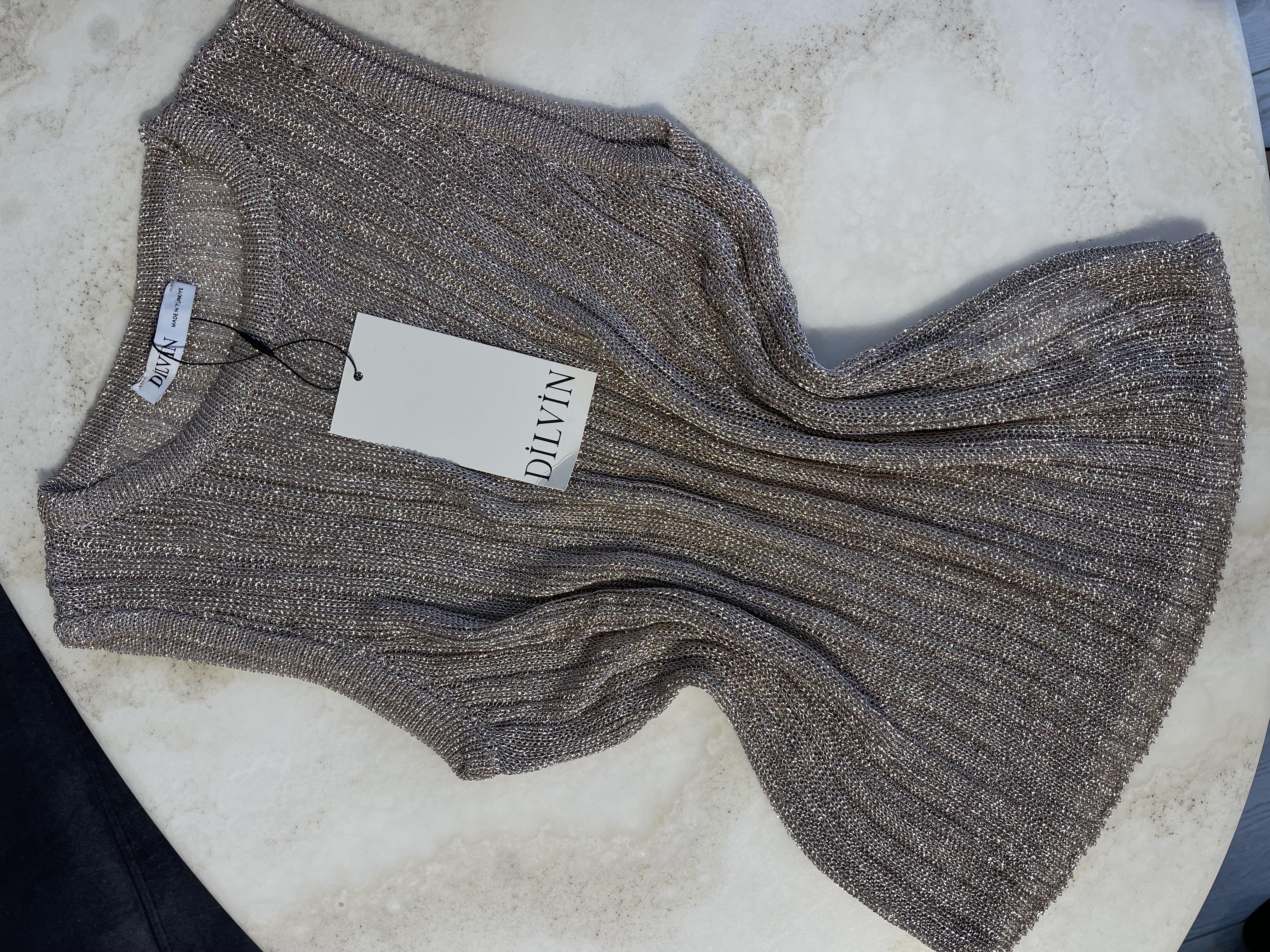 Dilvin Rose Gold Bisiklet Yaka File Bluz