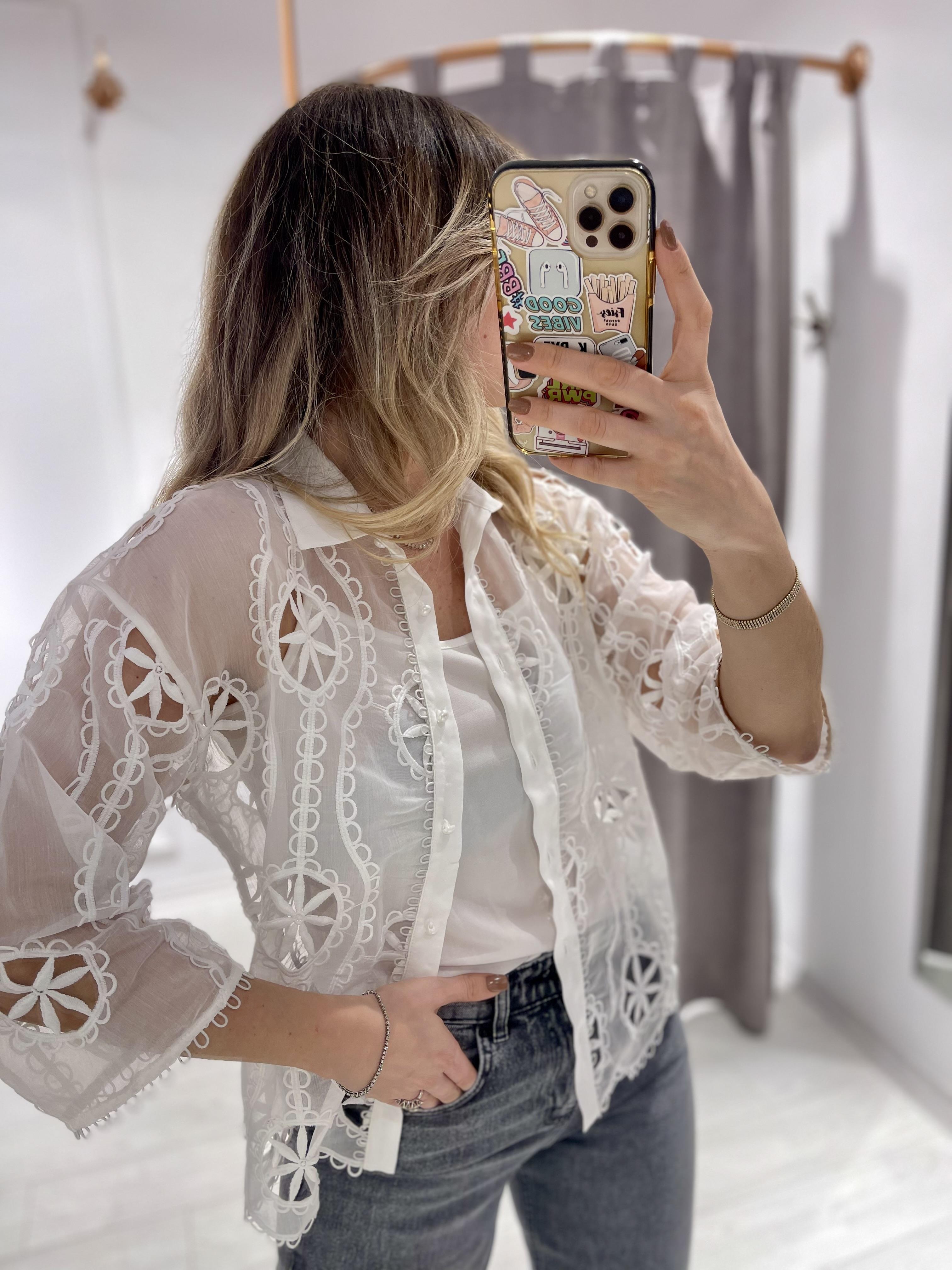 Ekru Tasarım Danterl Detaylı Yetim Kol Gömlek