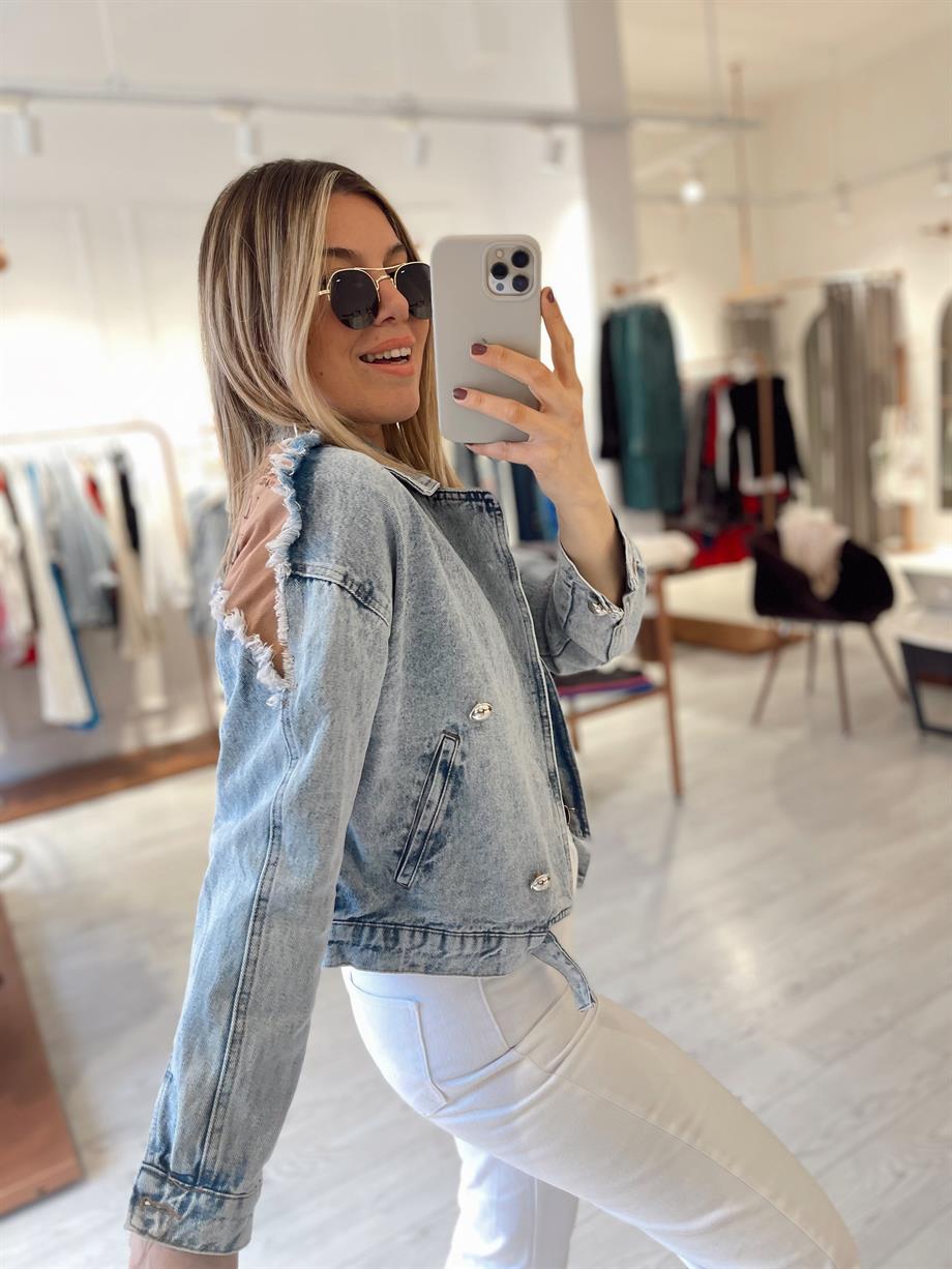 Gabardin Garnili Tasarım Kot Ceket