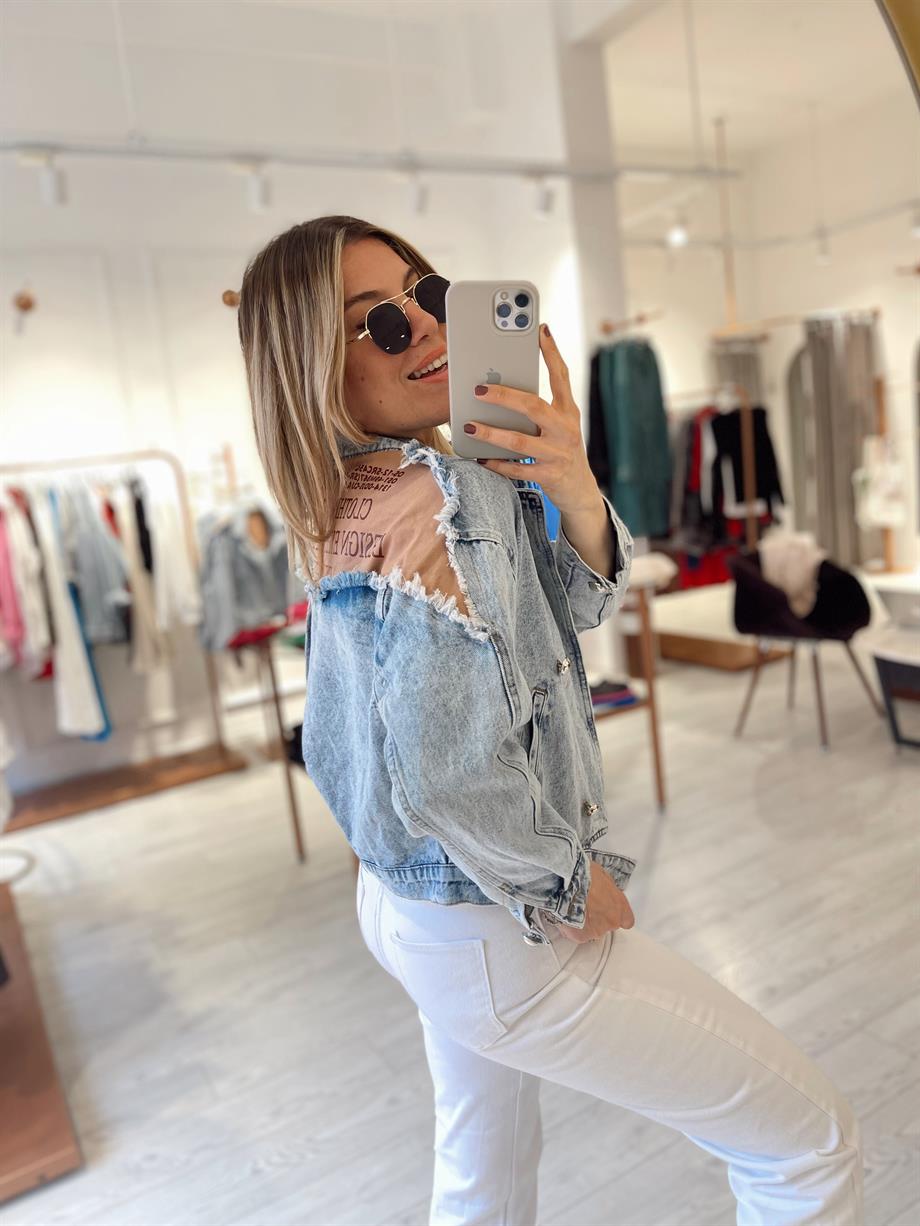 Gabardin Garnili Tasarım Kot Ceket · 3
