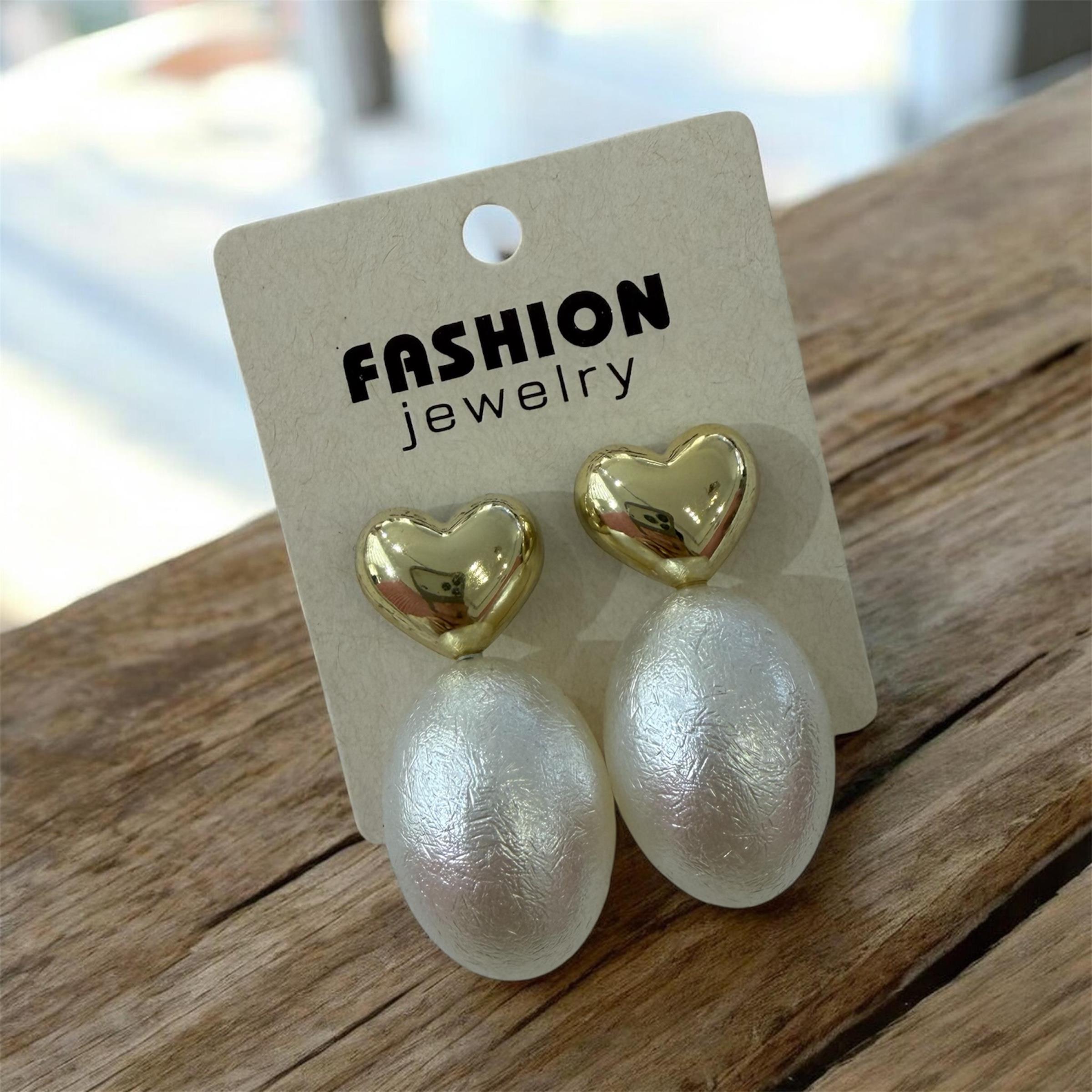 Gold Kalp Sedefli Küpe 