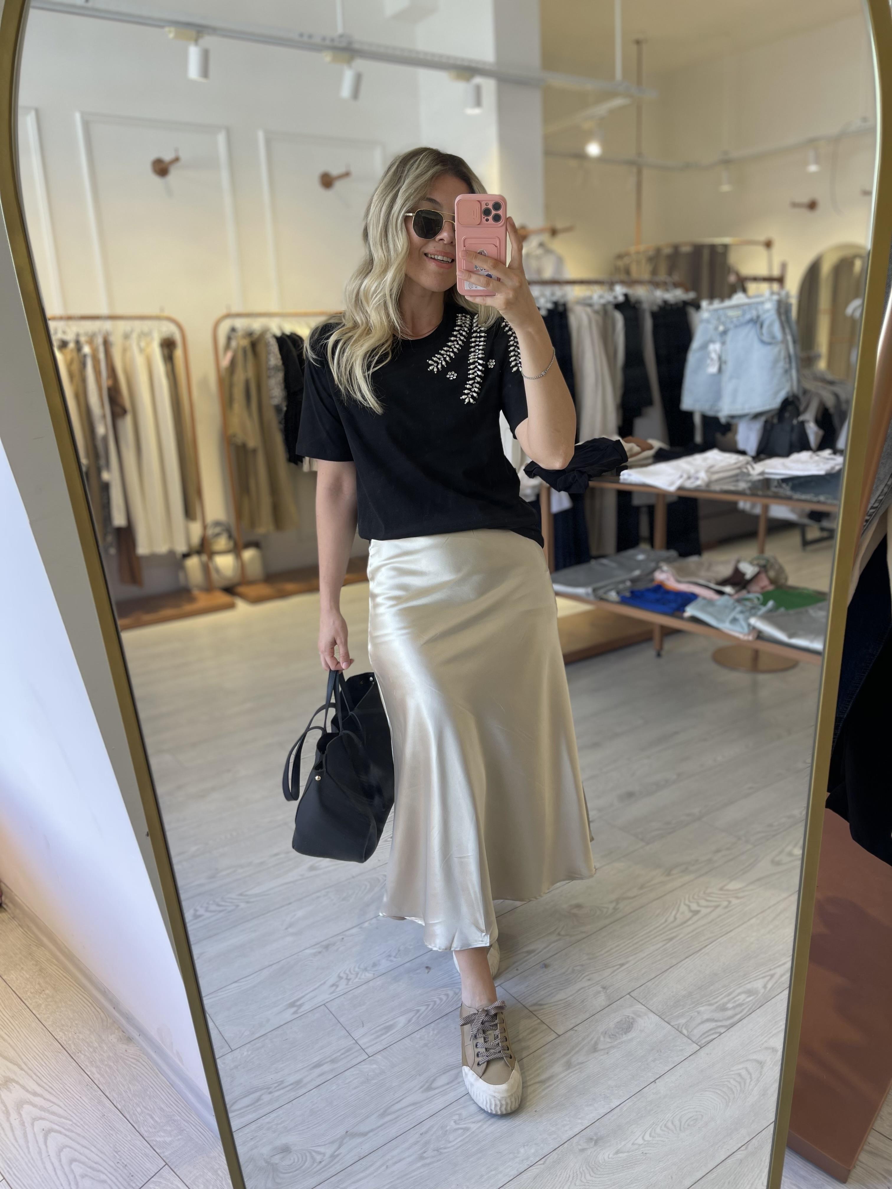 Gold Maxi Saten Etek