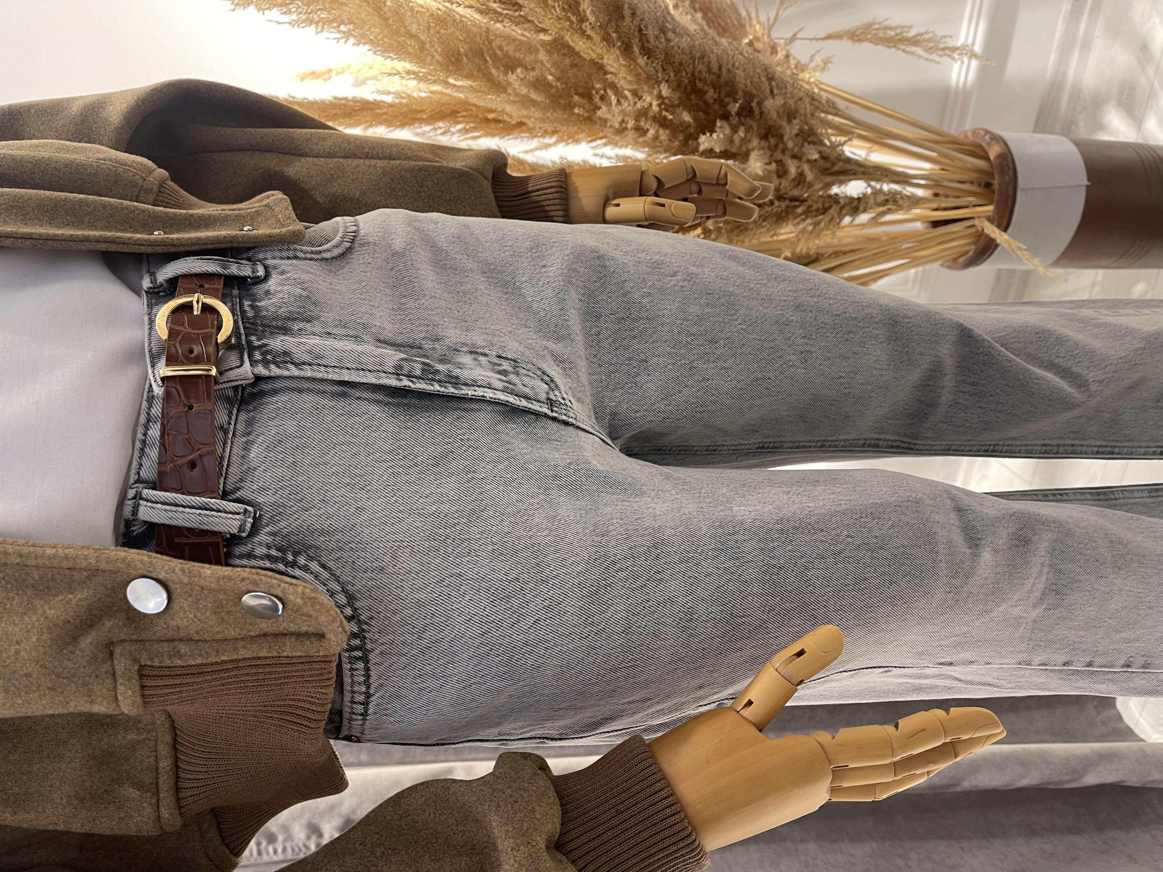 Gri Orj. Marka Paça Yırtmaçlı Straight Jean · 5