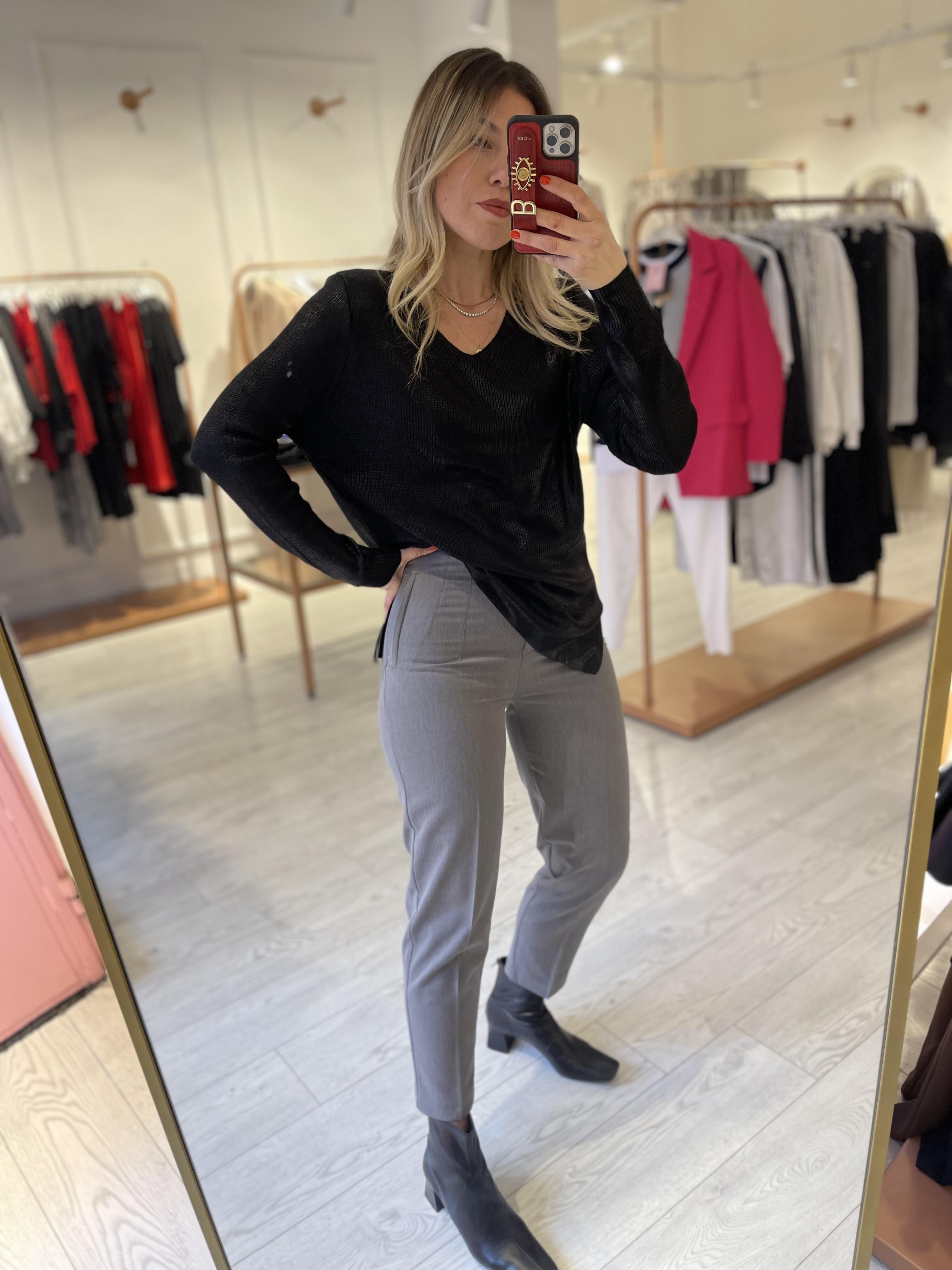 Gri Pens Detaylı Havuç Pantolon