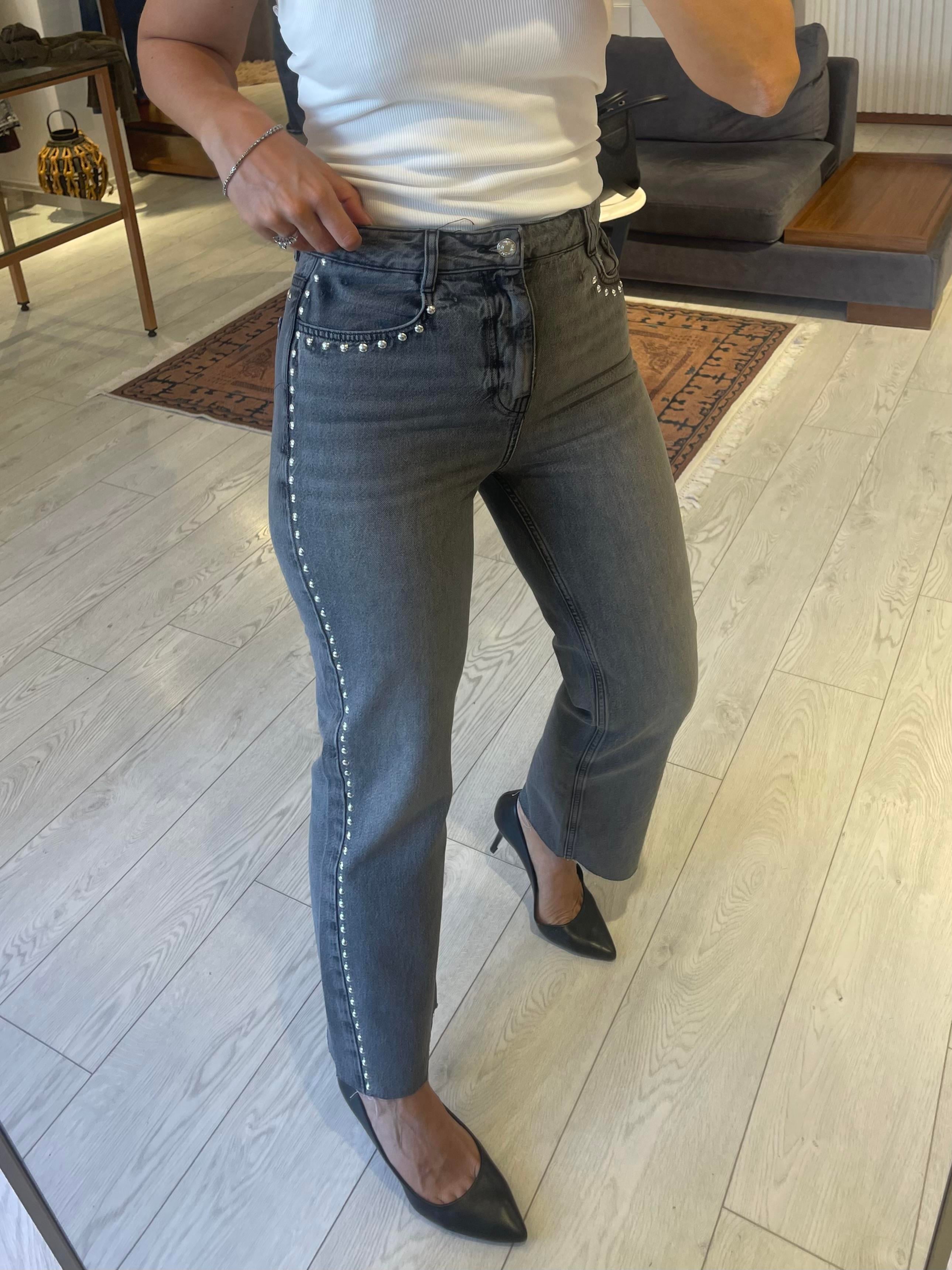 Gri Tasarım Çakılı Straight Jean