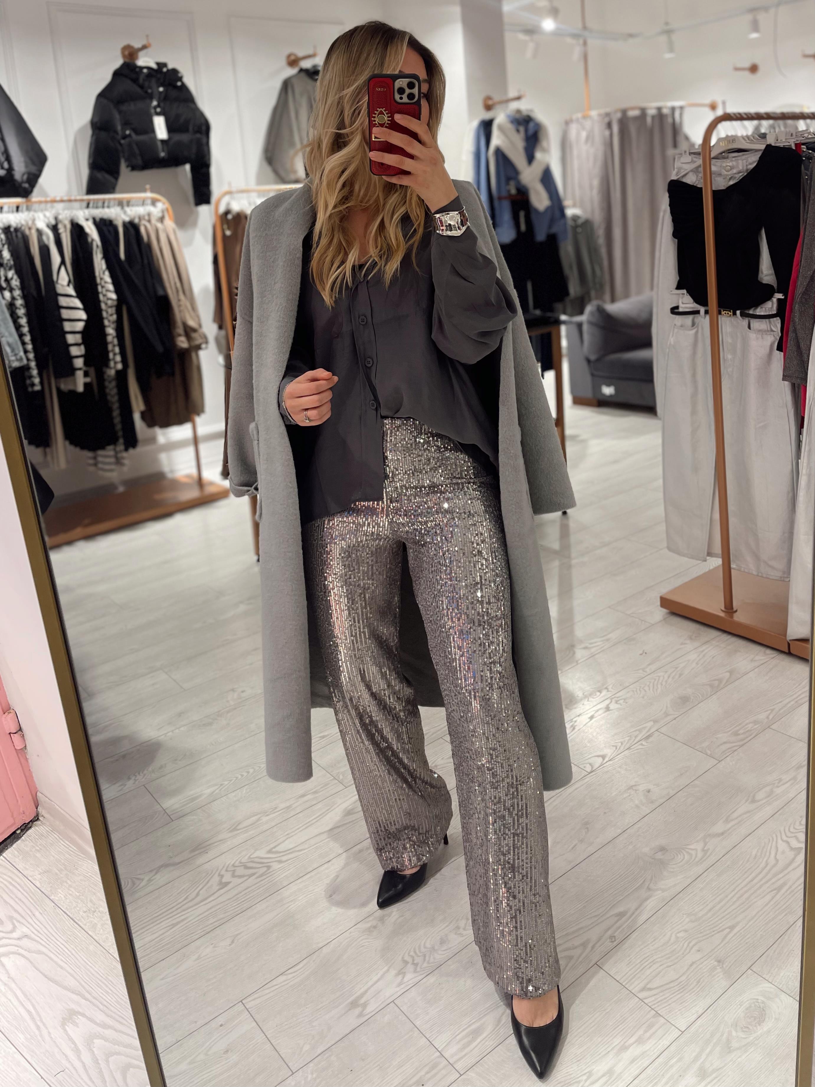 Gümüş Pul Payet Pantolon