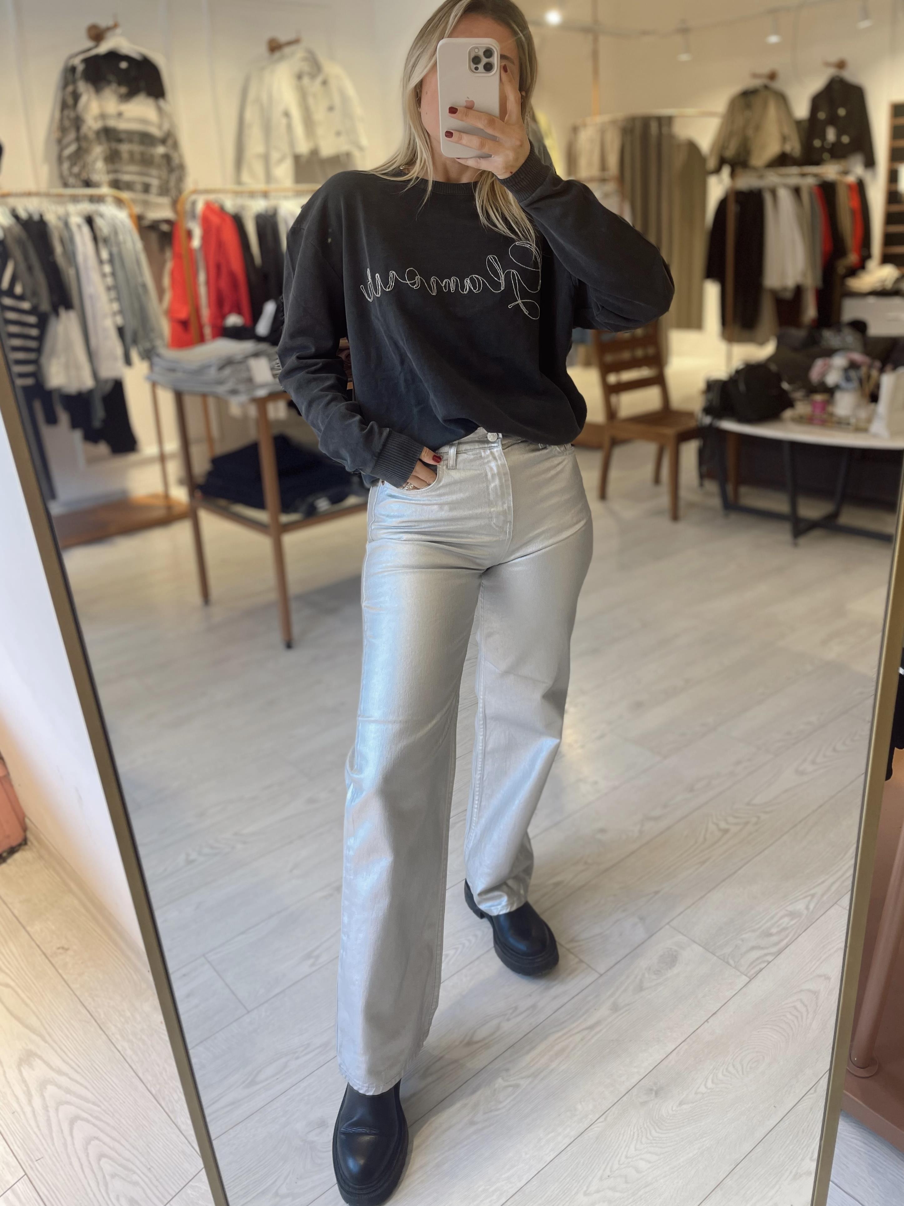 Gümüş Straight Fit Pantolon