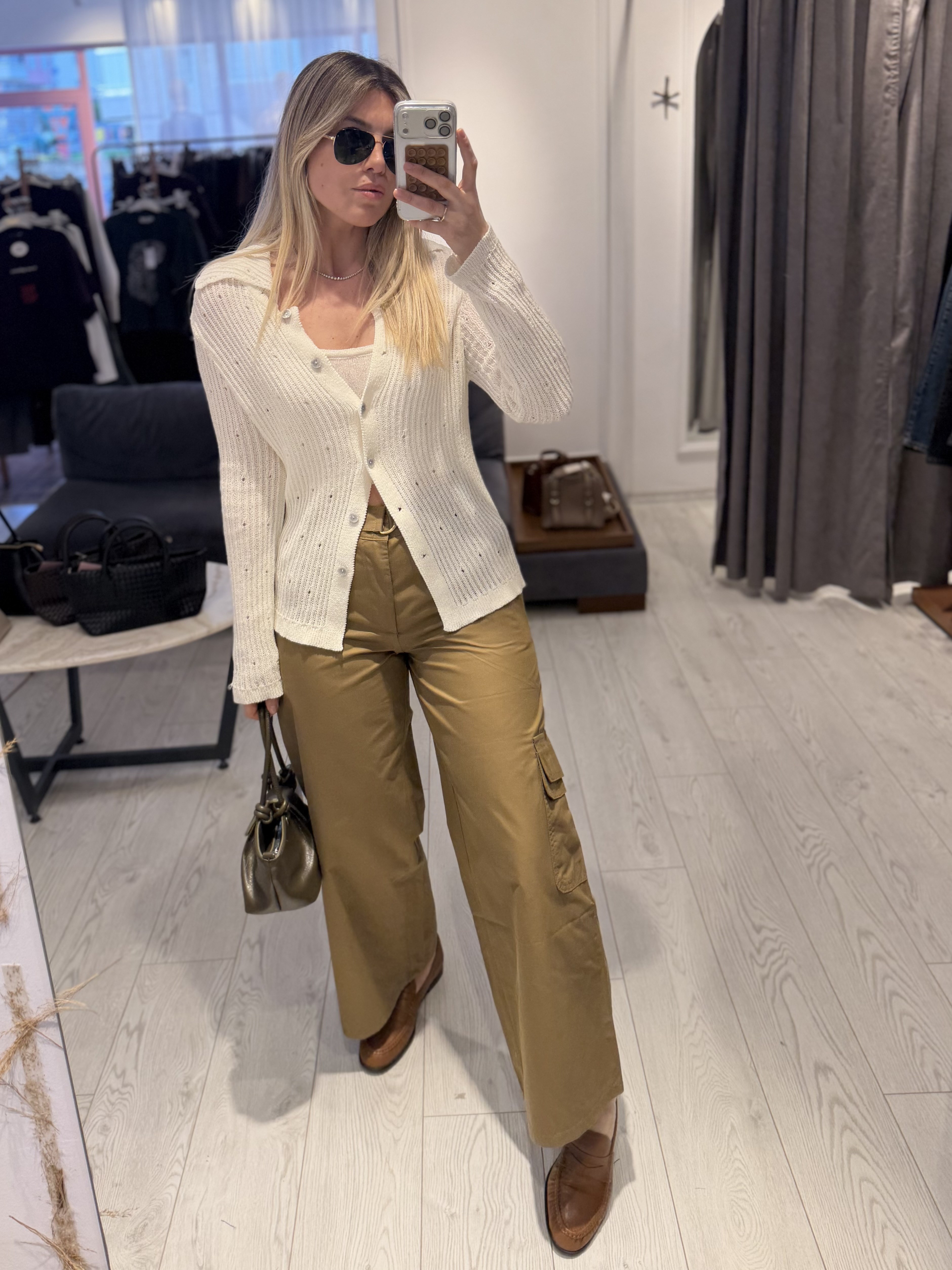 Haki Kargo Cep Bel Lastikli Pantolon