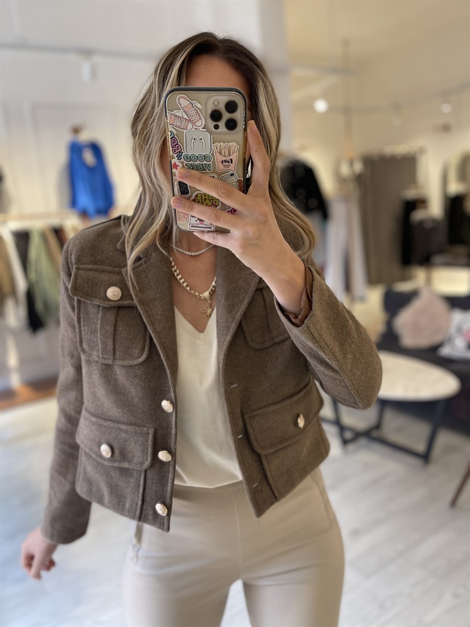 Kahve Kaşe Apoletli Ceket