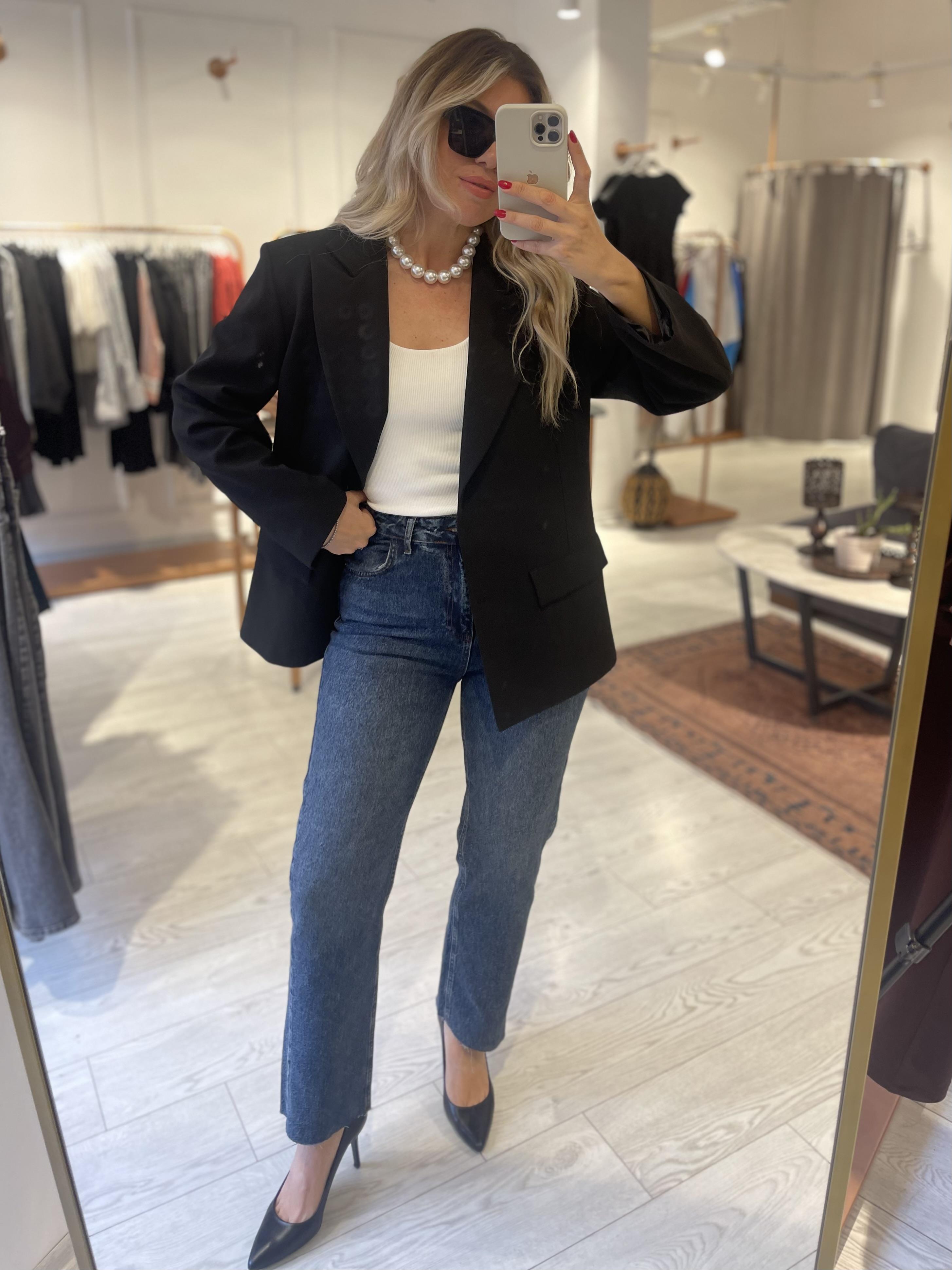 Kar Yıkama Yüksek Bel Straight Kesik Paça Jean