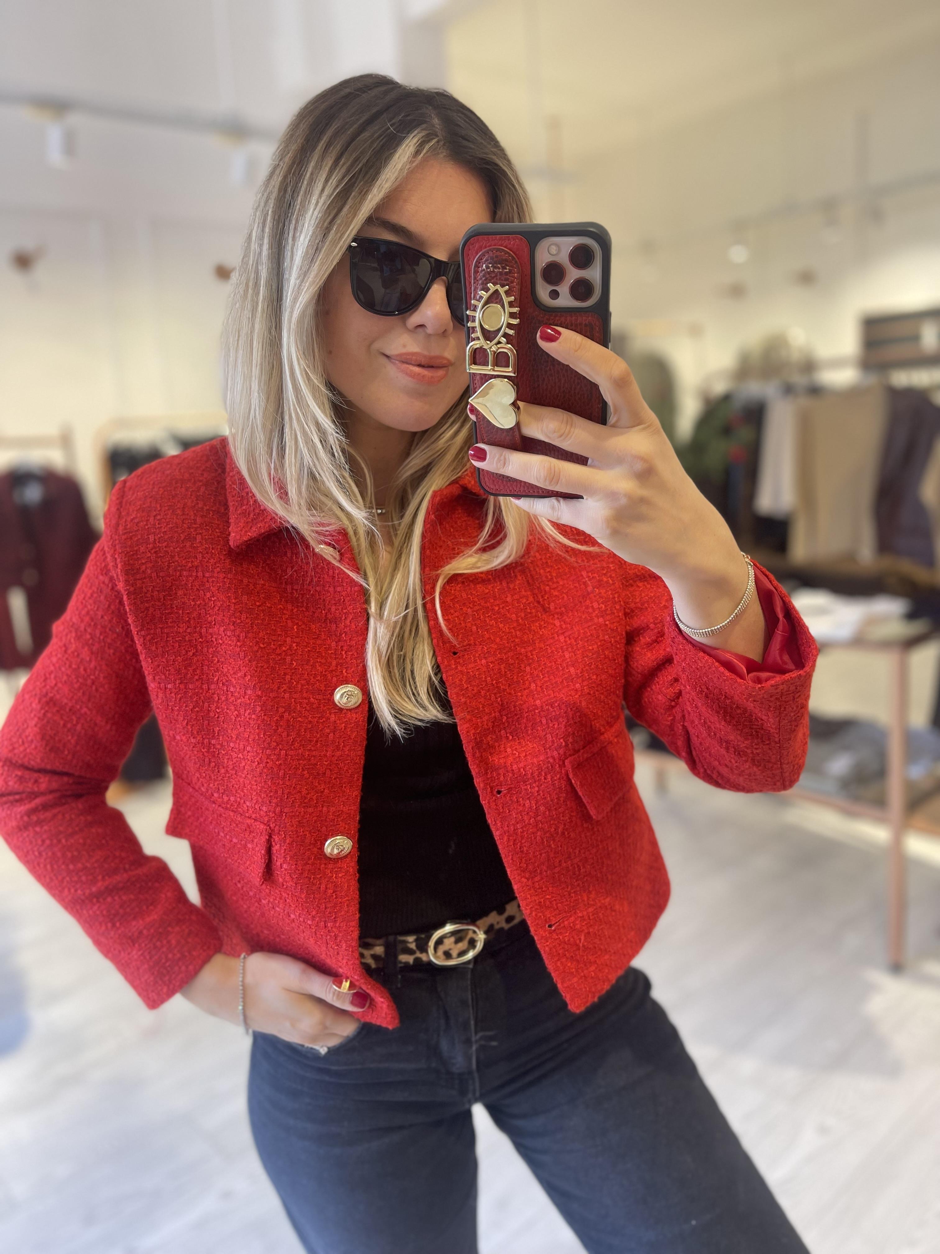 Kırmızı Kısa Tüvit Ceket