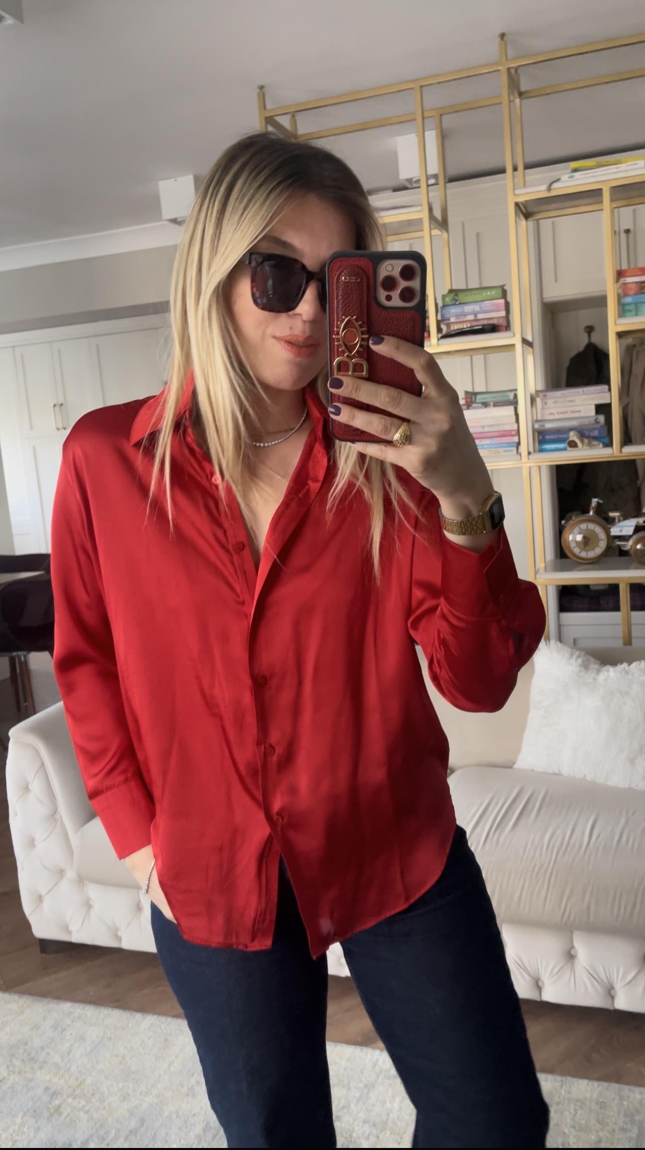 Kırmızı Saten Orj. Marka Gömlek