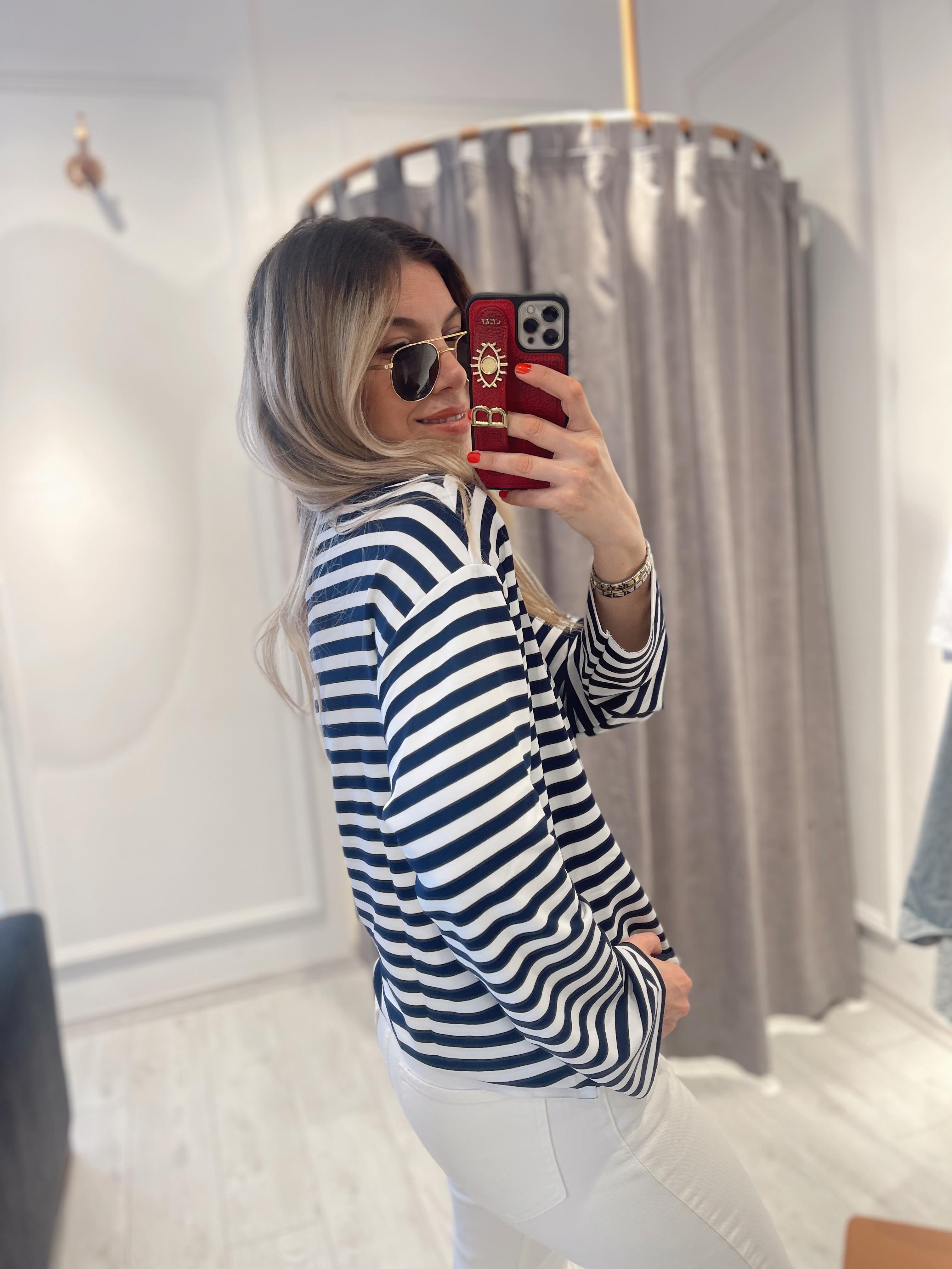 Lacivert Çizgili Fermuarlı Mevsimlik Sweat · 3