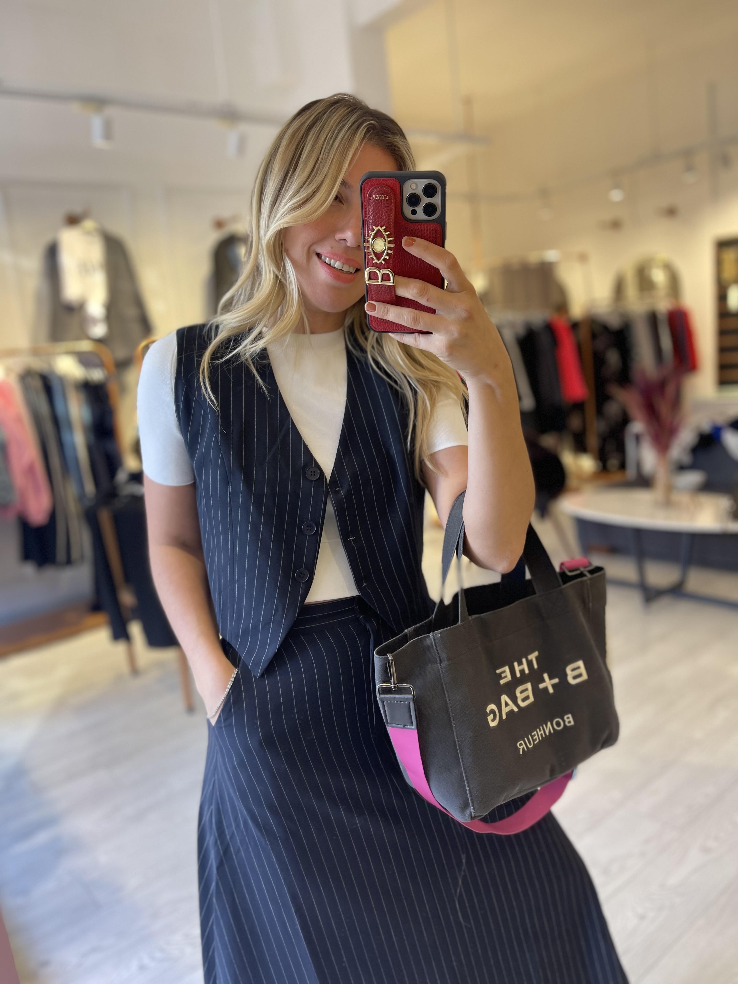 Lacivert Çizgili Poly Viskon Yelek