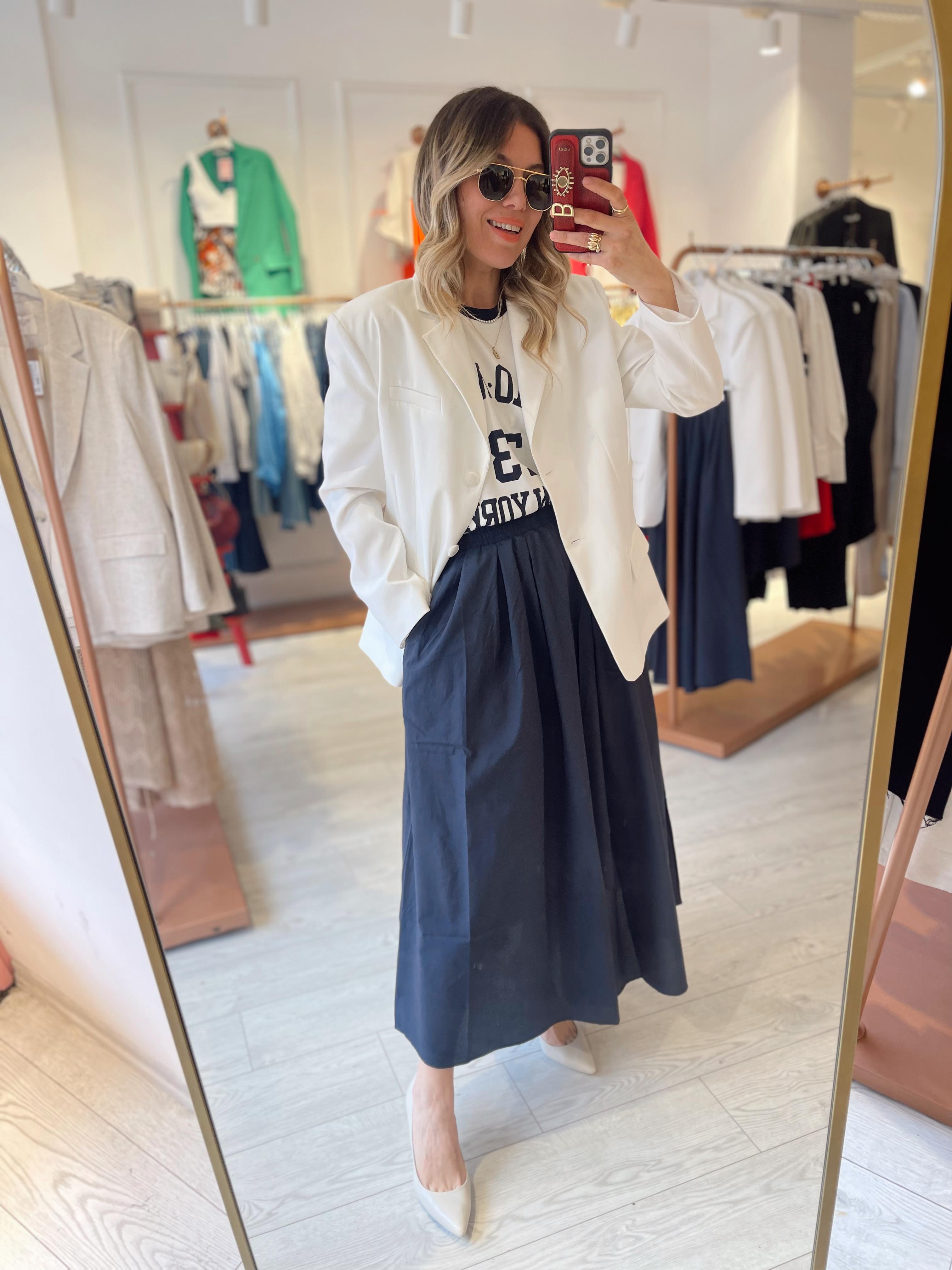 Lacivert Maxi Boy Cepli Poplin Etek · 6
