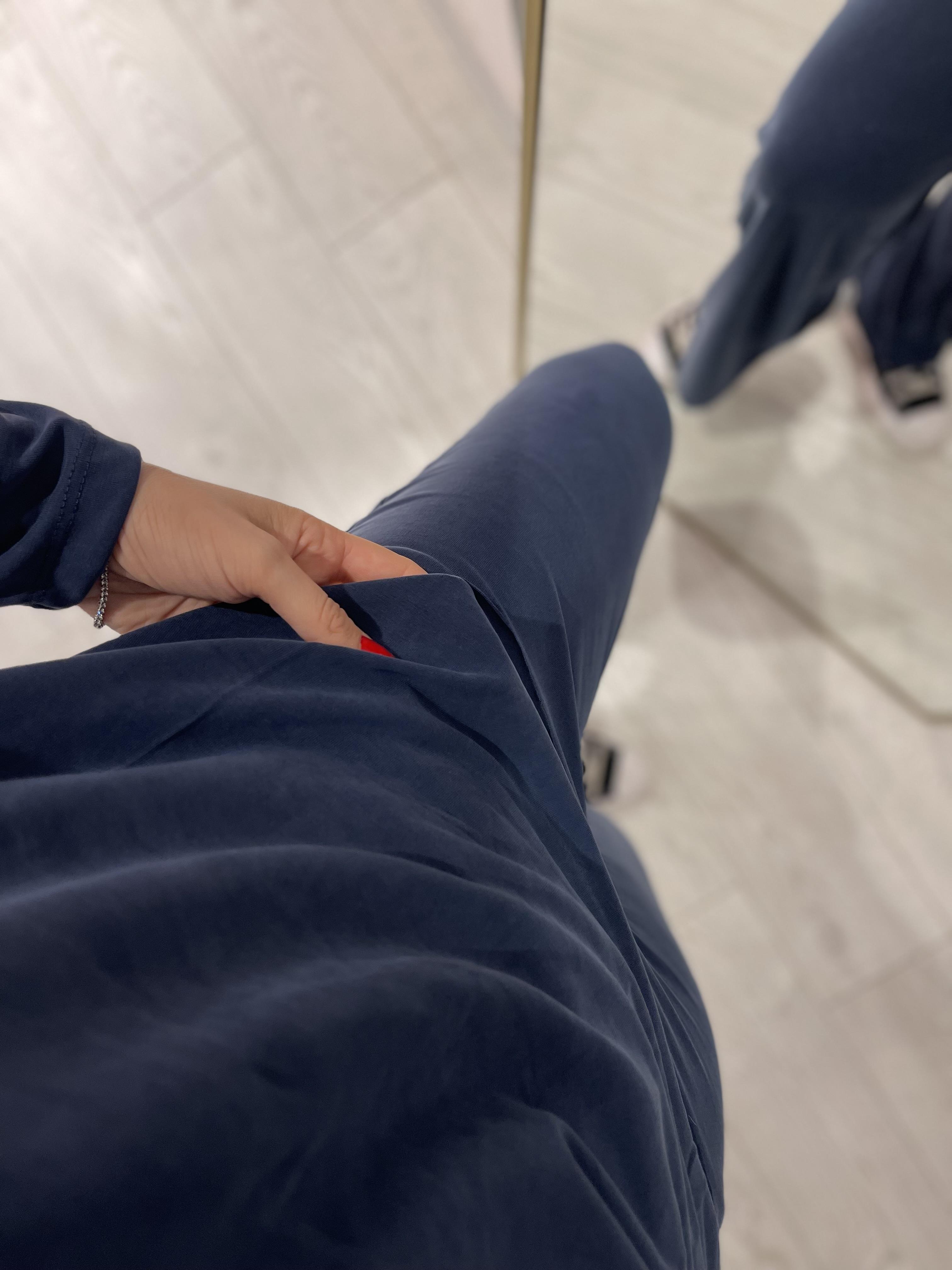 Lacivert Modal Kumaş Bel Lastikli Bol Paça Eşofman · 2