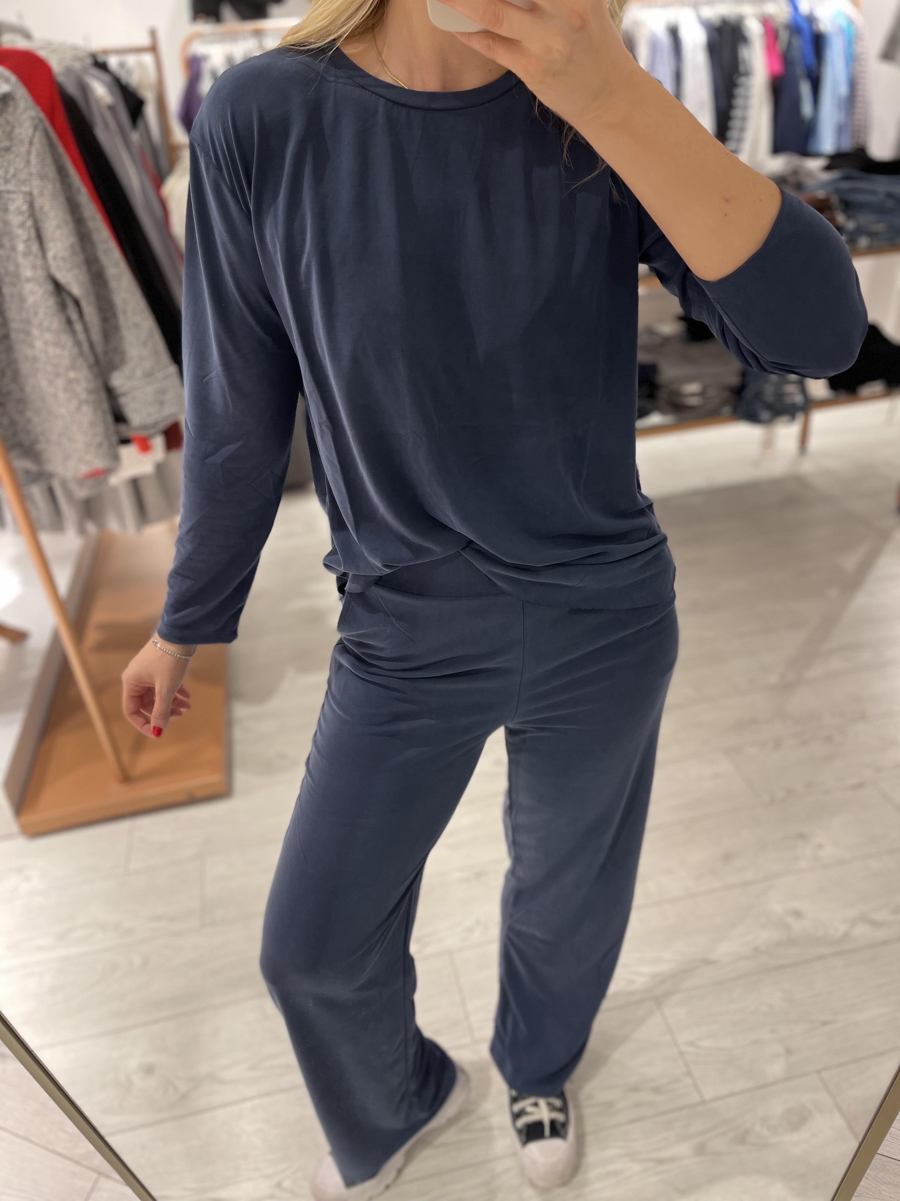 Lacivert Modal Kumaş Bel Lastikli Bol Paça Eşofman · 5