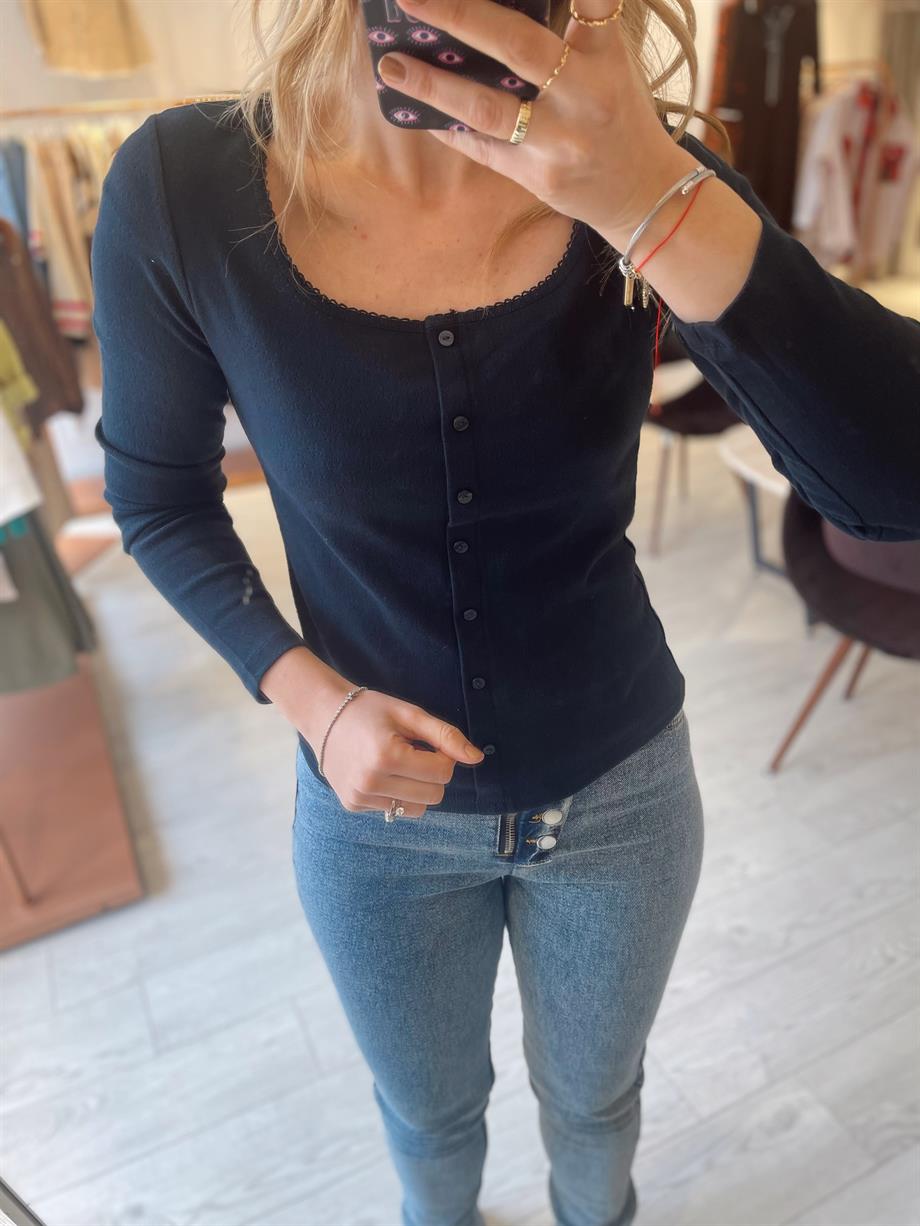 Lacivert Pamuklu İnce Basic Bluz · 4
