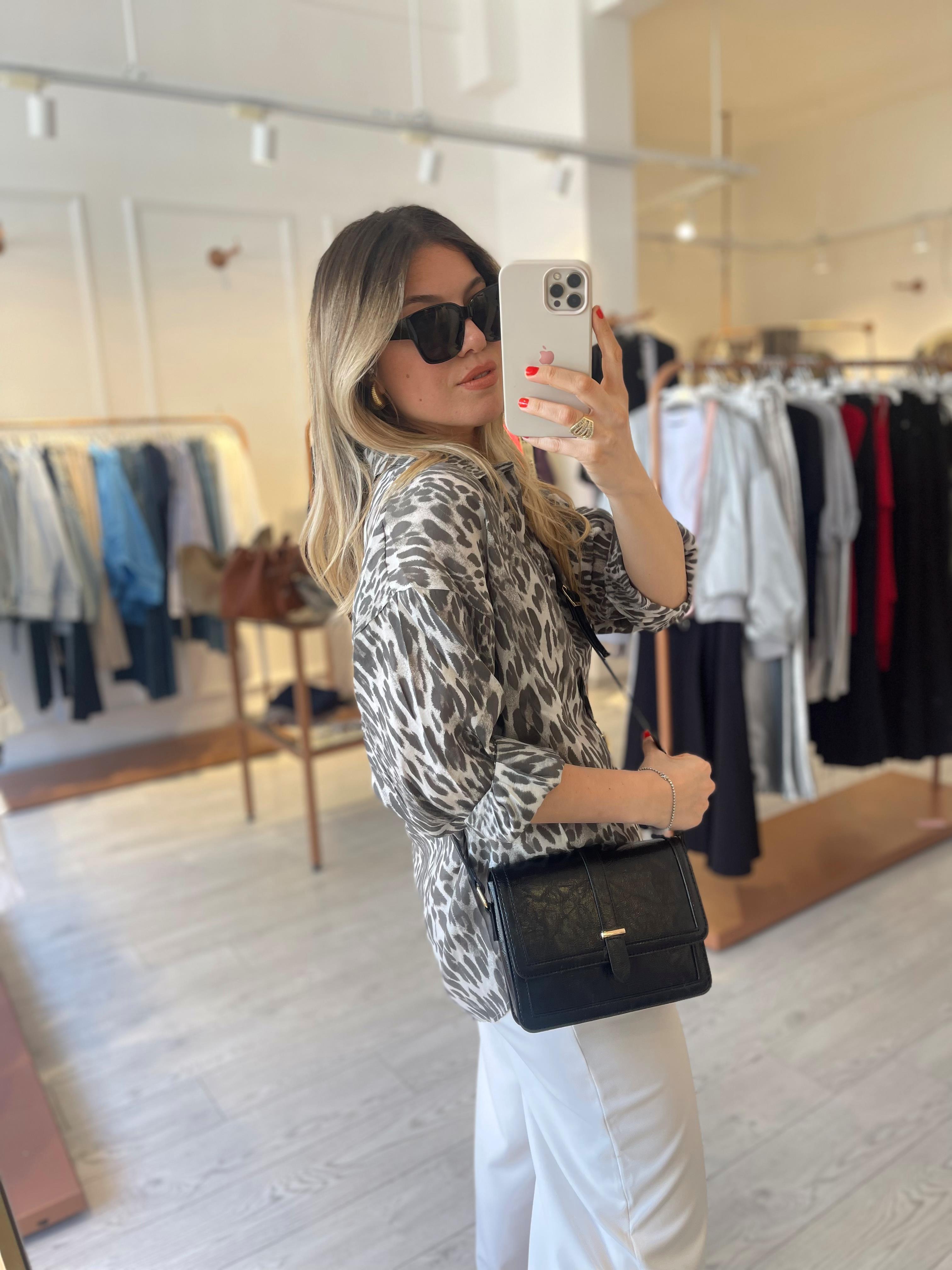 Leopar Oversize Tensel Gömlek