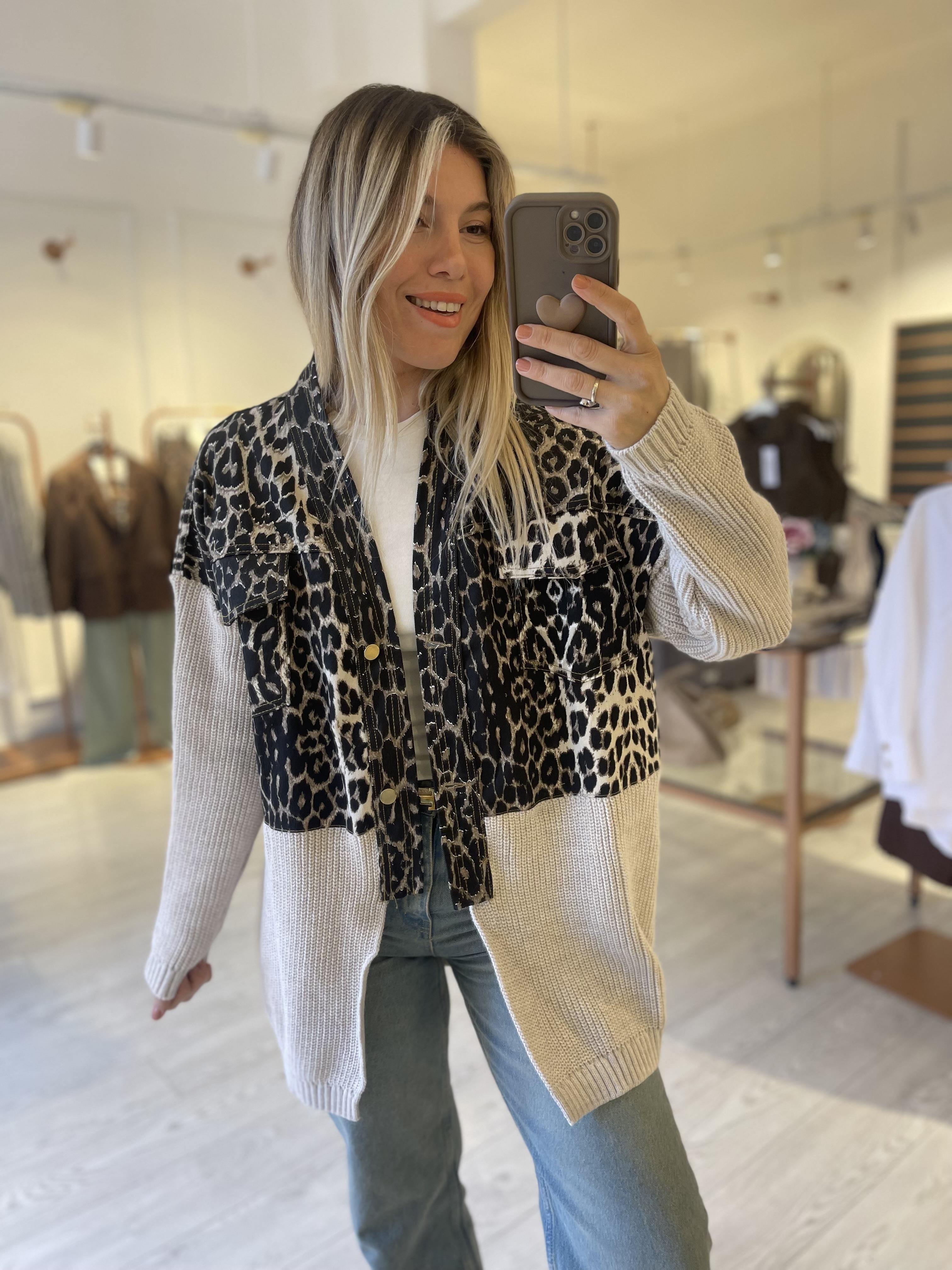 Leopar Triko Mix Tasarım Ceket Hırka · 4