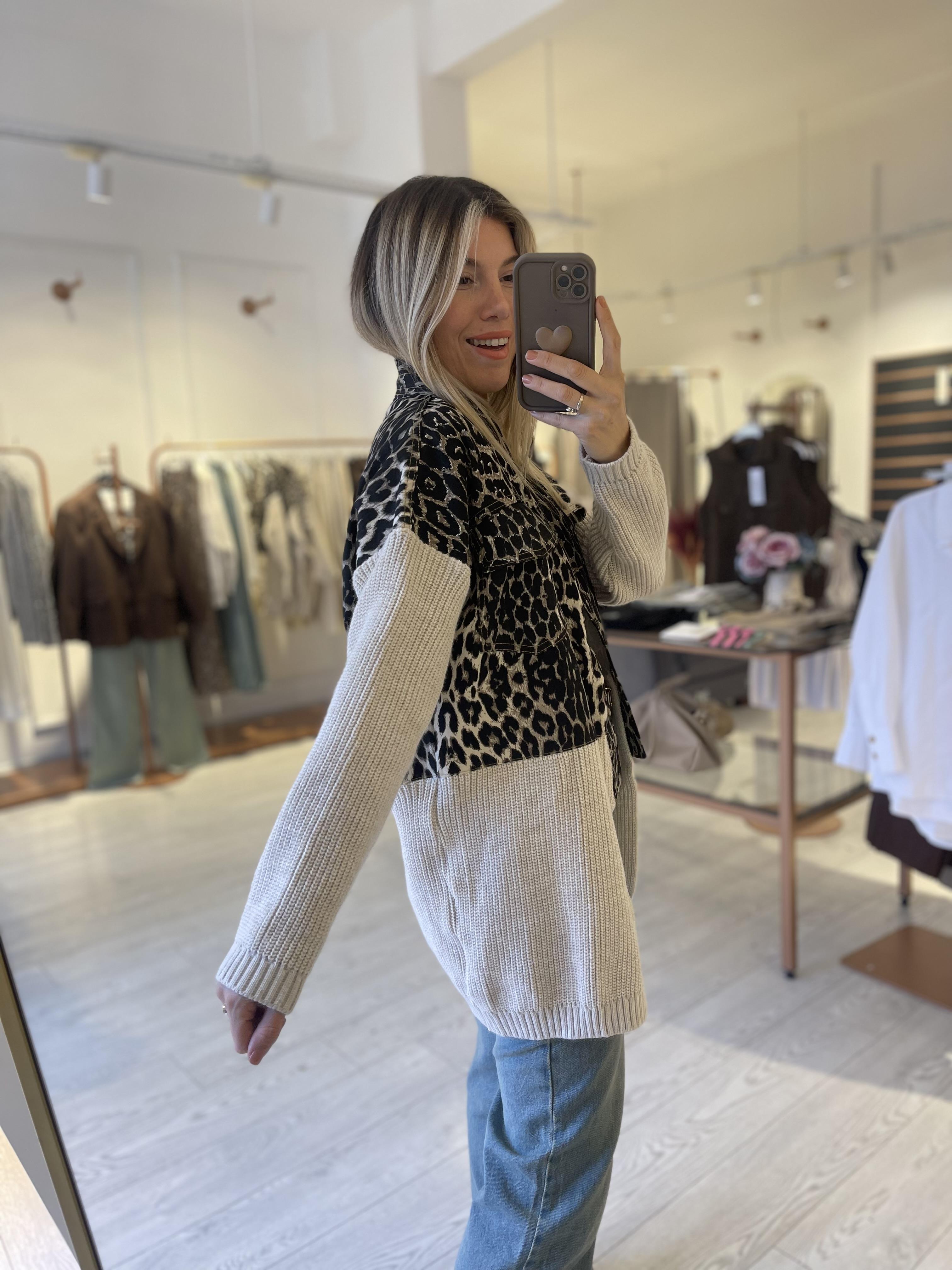 Leopar Triko Mix Tasarım Ceket Hırka · 3