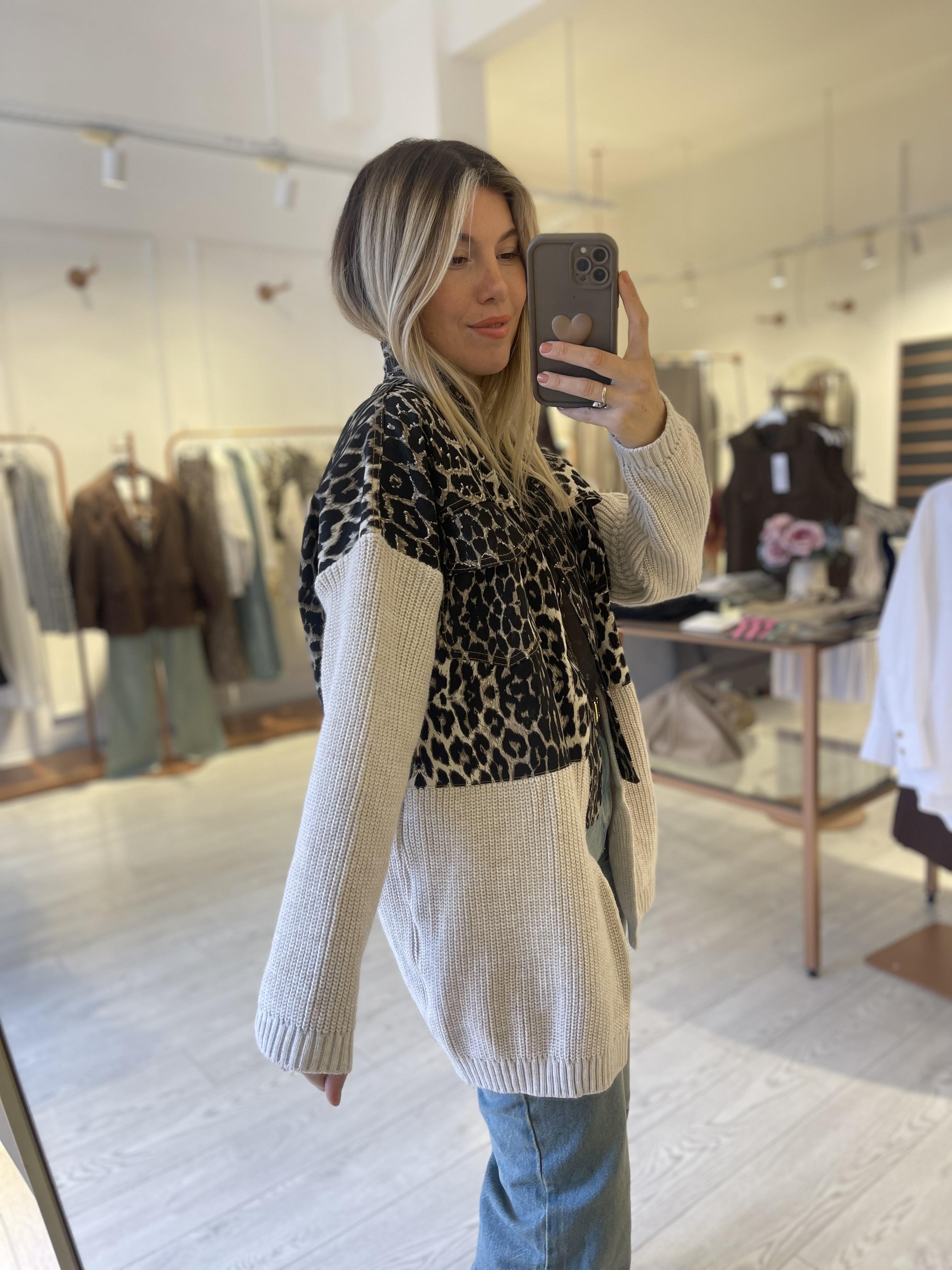 Leopar Triko Mix Tasarım Ceket Hırka · 5