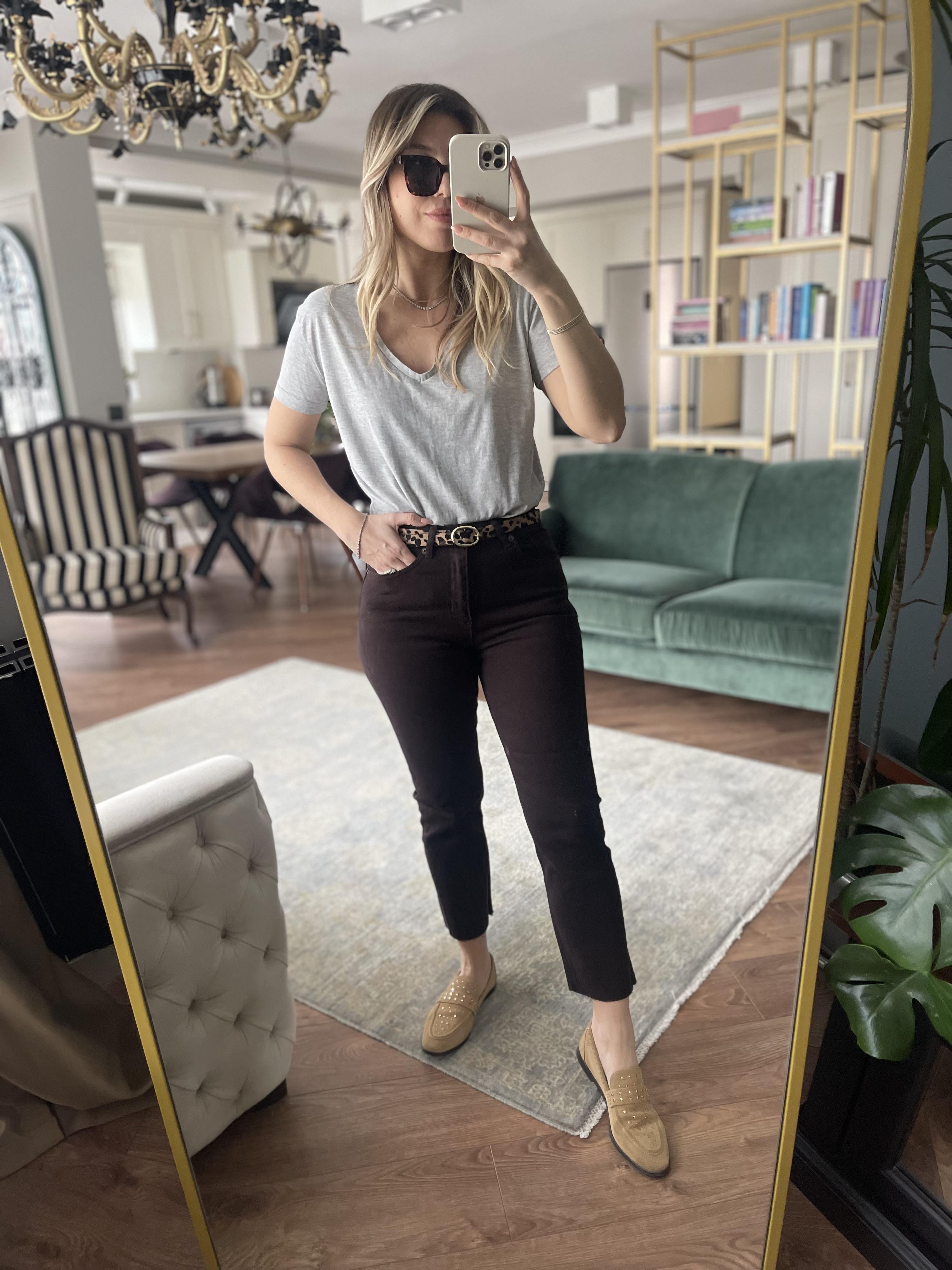 Linda Acı Kahve Likralı Boyfit Jean 