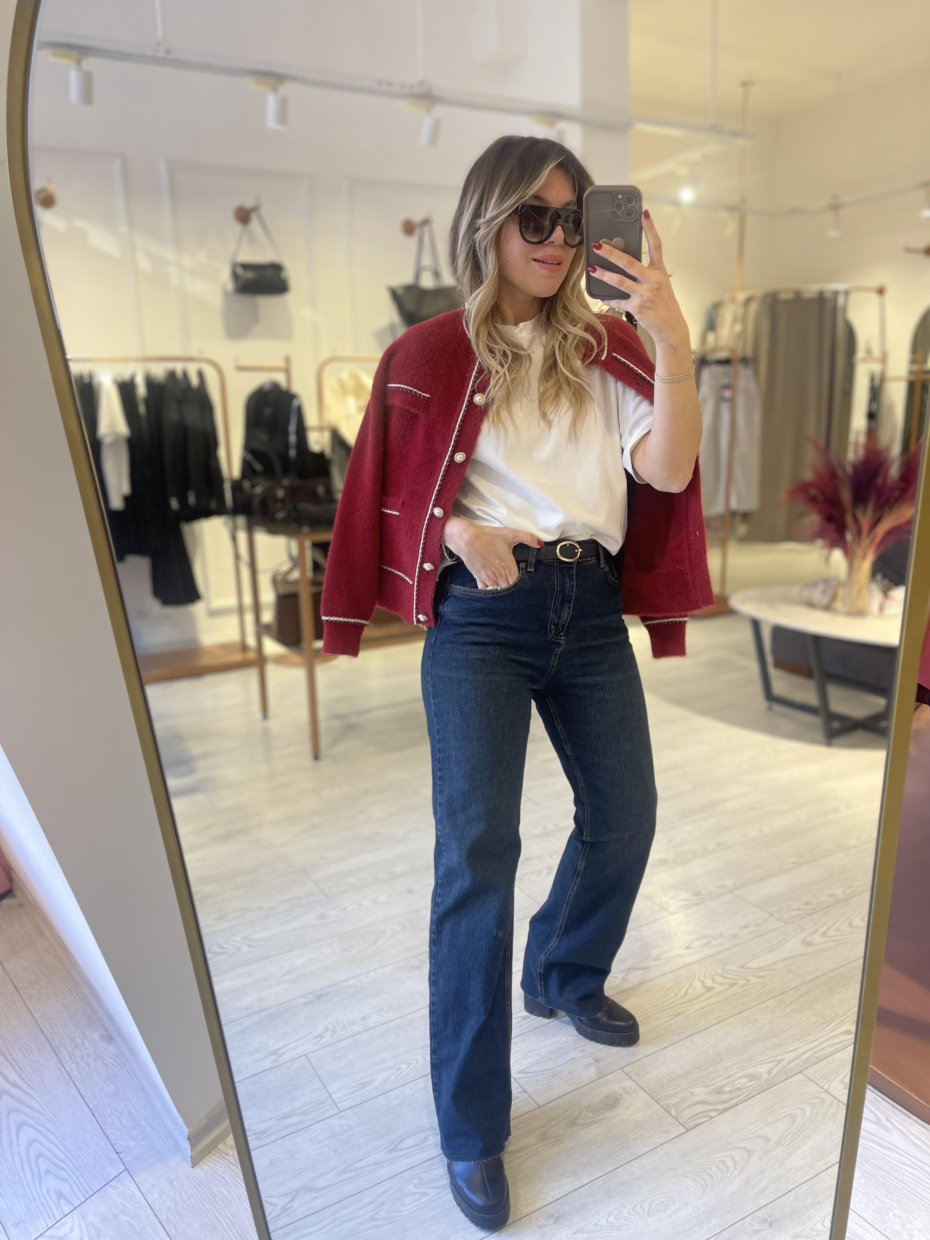 Luna Koyu Lacivert Ful Likralı Yüksek Bel Straight Jean 